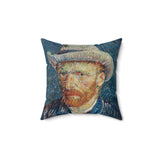 Masters of Art Vincent van Gogh Self - Portrait with Grey Felt Hat Square Indoor Accent Pillow - POPvault
