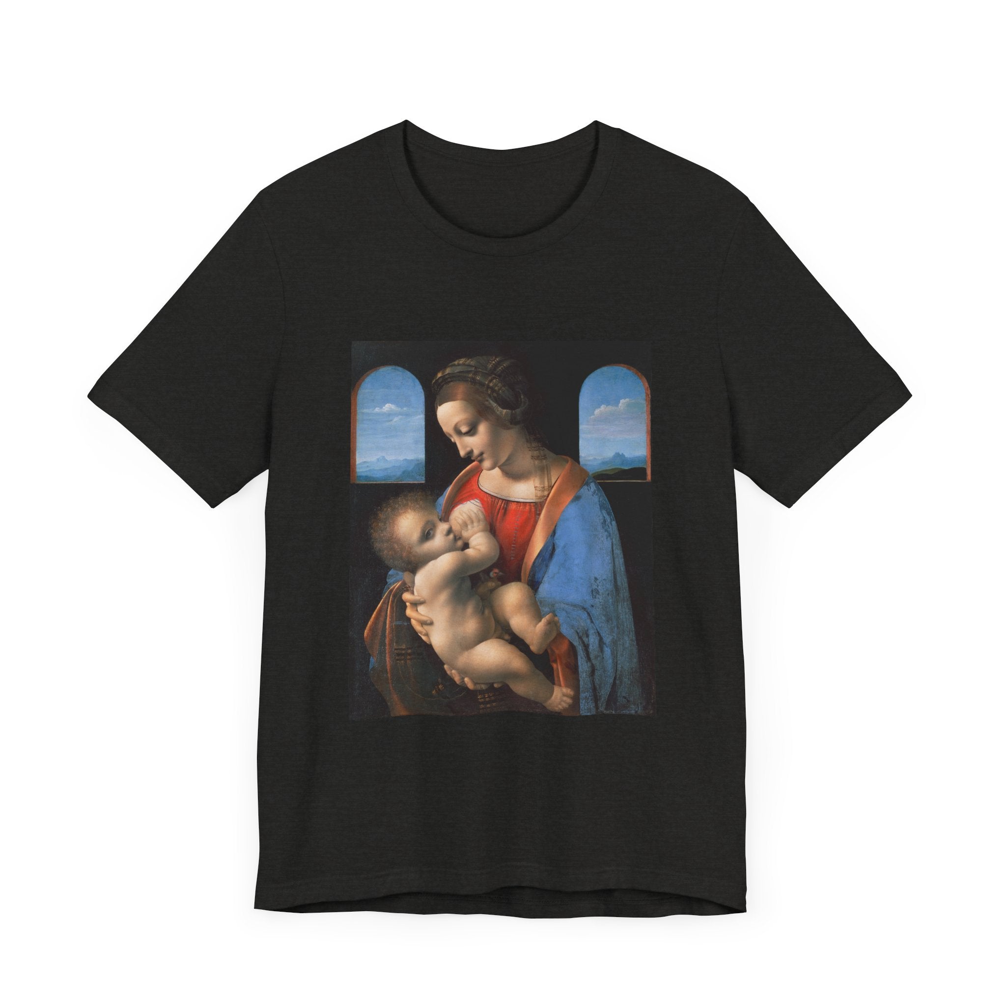 Masters of Art Leonardo da Vinci's Madonna Litta Unisex Jersey Short Sleeve T-Shirt - POPvault