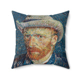 Masters of Art Vincent van Gogh Self - Portrait with Grey Felt Hat Square Indoor Accent Pillow - POPvault