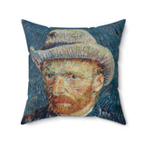 Masters of Art Vincent van Gogh Self - Portrait with Grey Felt Hat Square Indoor Accent Pillow - POPvault