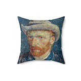Masters of Art Vincent van Gogh Self - Portrait with Grey Felt Hat Square Indoor Accent Pillow - POPvault