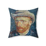 Masters of Art Vincent van Gogh Self - Portrait with Grey Felt Hat Square Indoor Accent Pillow - POPvault