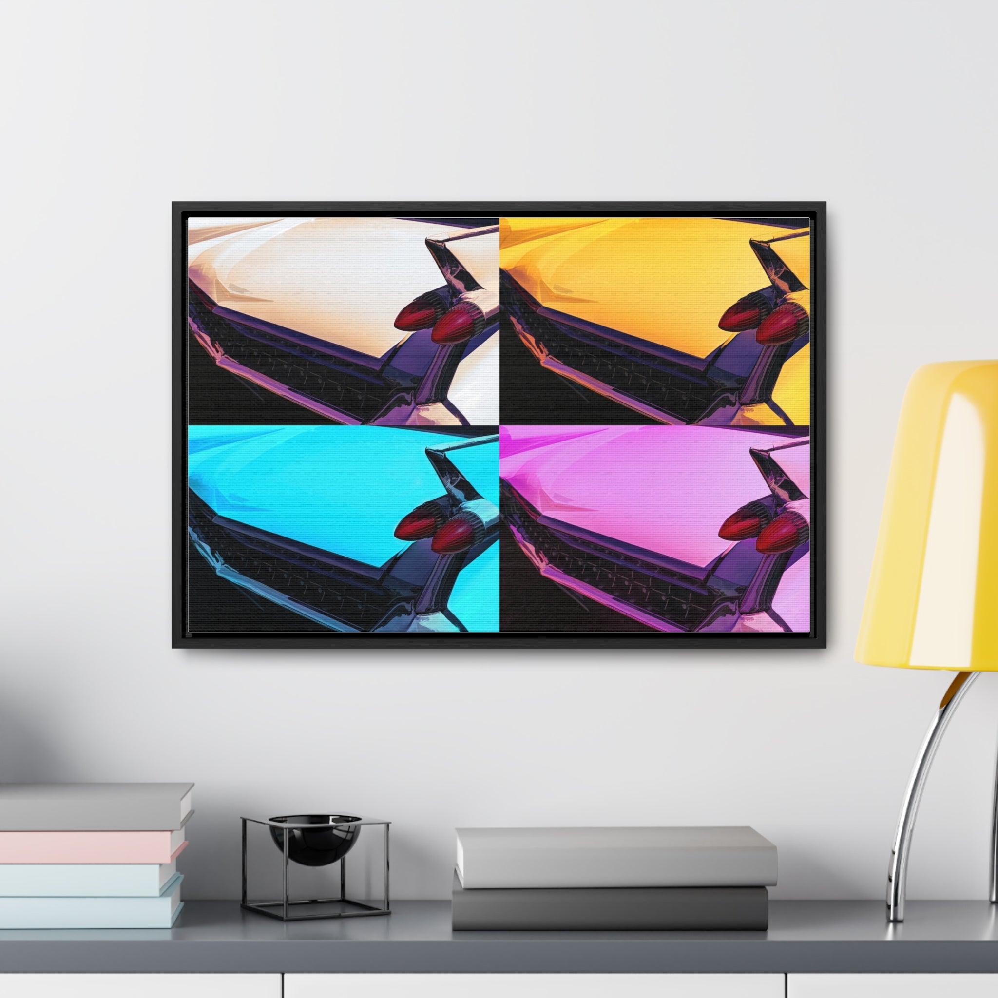 Custom Vintage Auto Cadillac Pop Art Gallery Canvas Wraps, Horizontal Wood Frame - POPvault