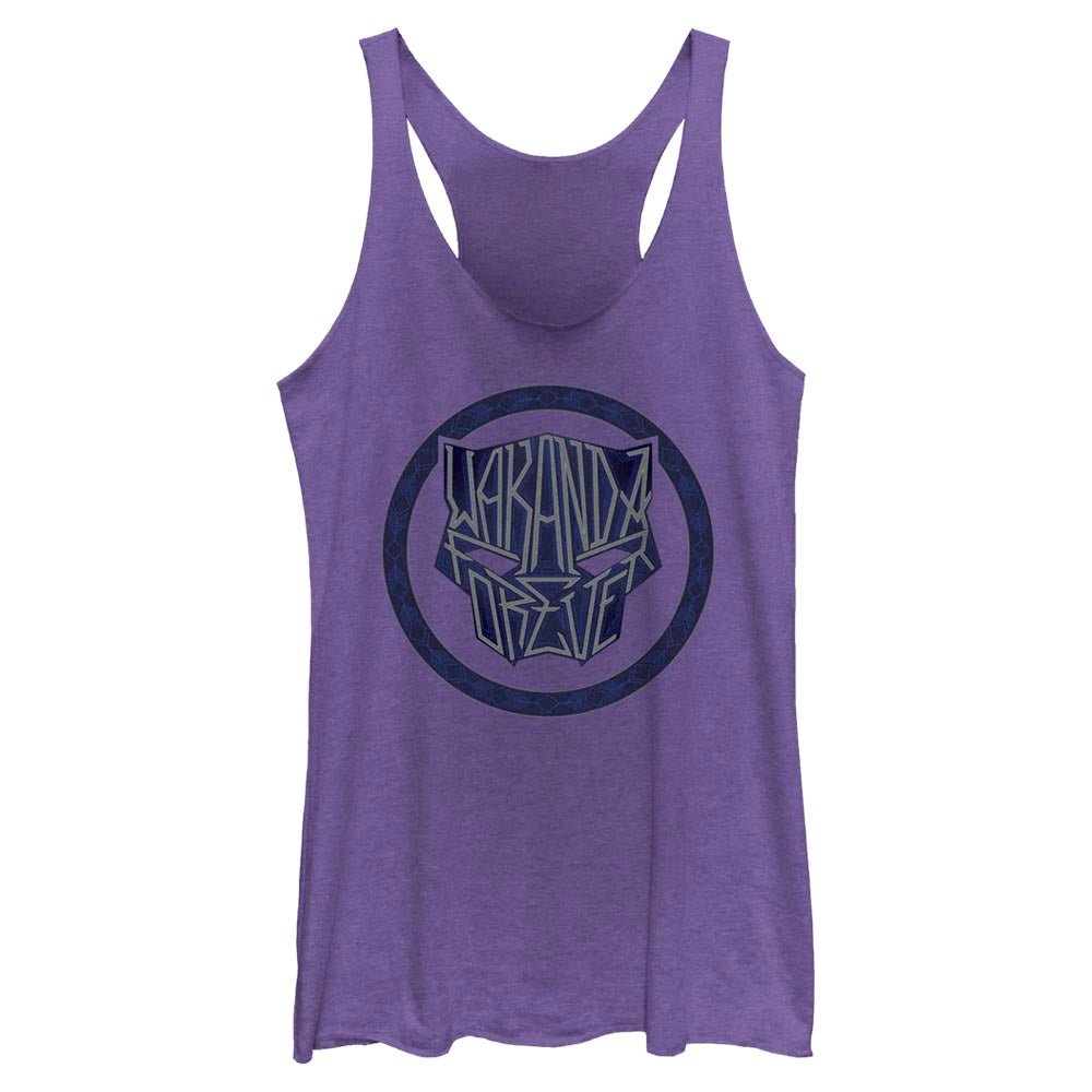 Junior's Marvel Black Panther Wakanda Forever Sigil Phrase Tank Top - POPvault