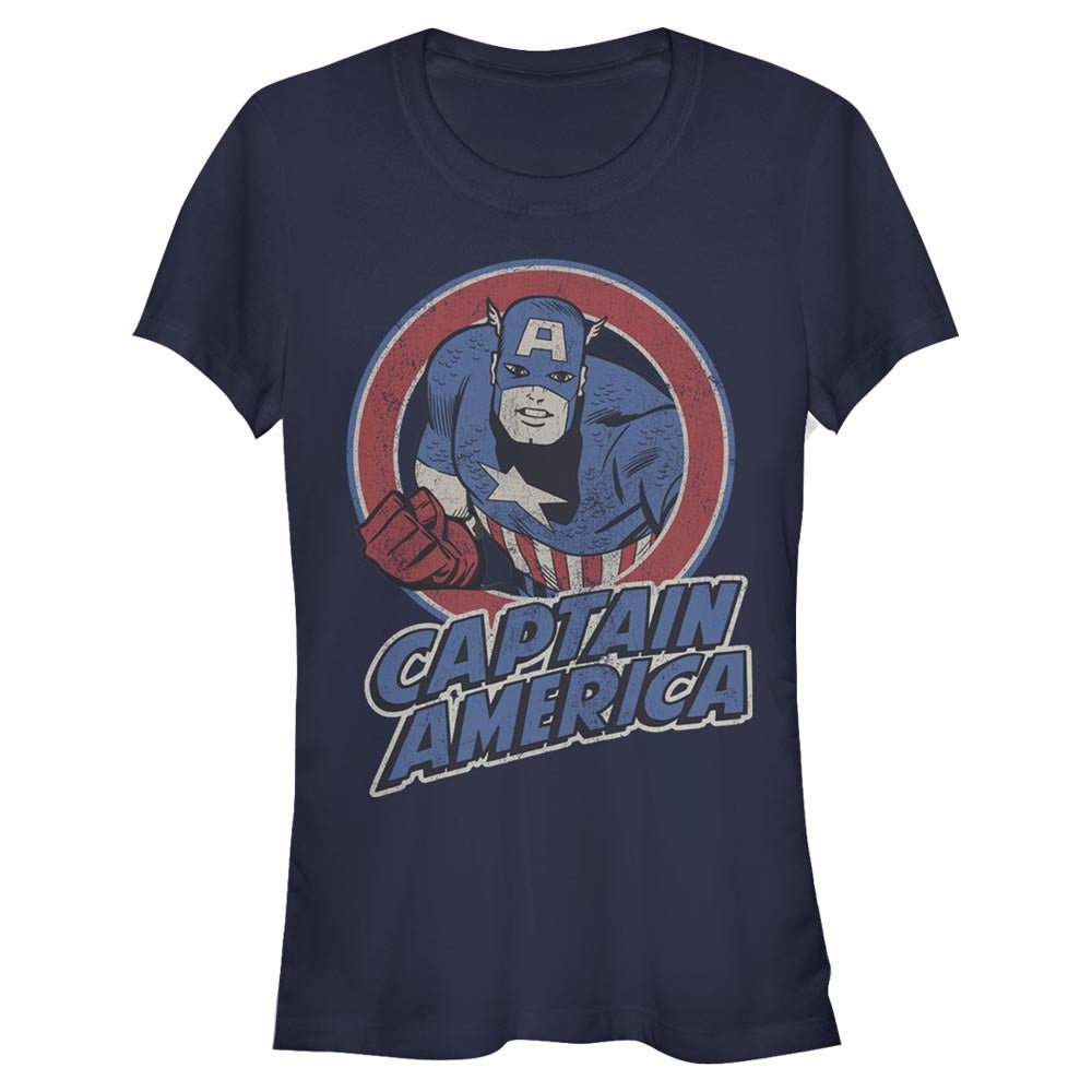 Junior's Marvel CAPTAIN AMERICA THRIFTED T-Shirt - POPvault