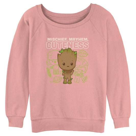 Junior's Marvel Cute Groot Linework Raglan Pullover - Raglan Pullover