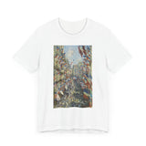 Masters of Art Claude Monet's The Rue Montorgueil in Paris Unisex Jersey Short Sleeve T-Shirt - POPvault