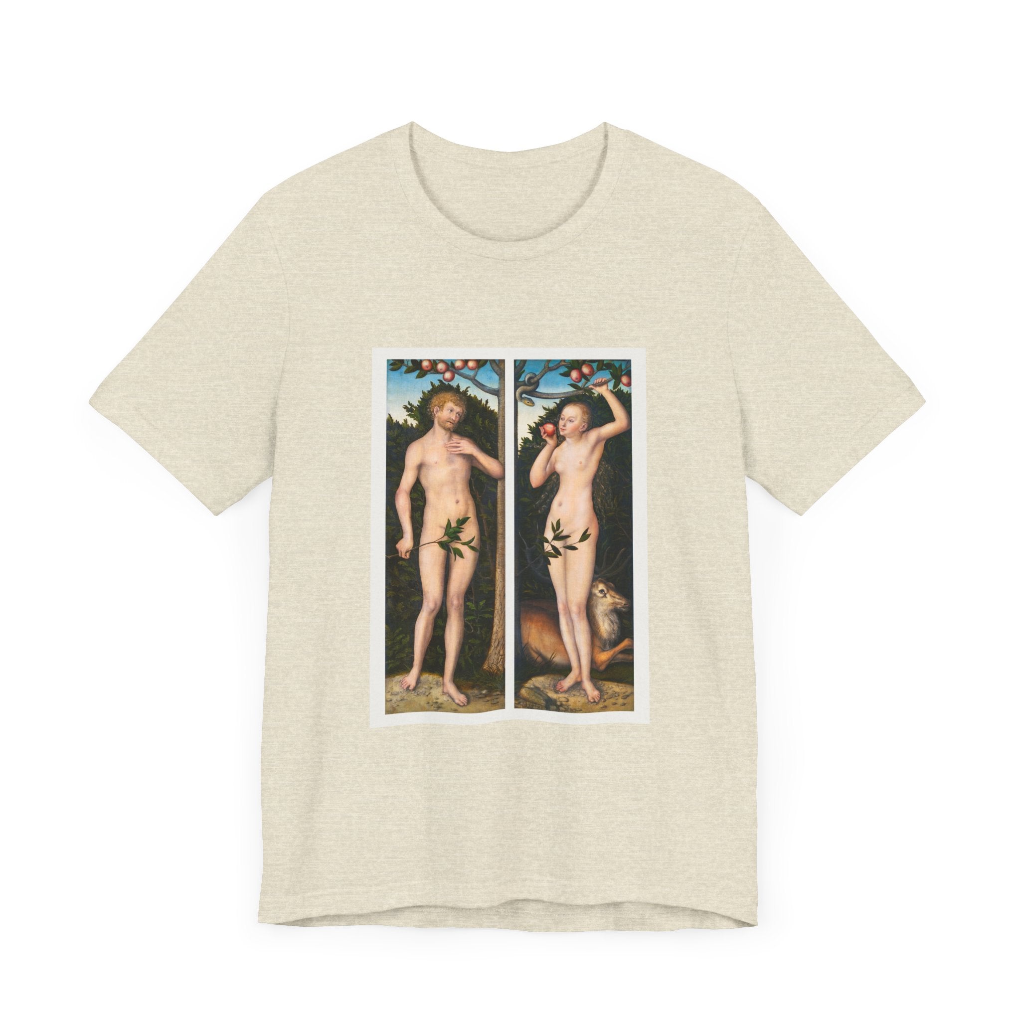 Masters of Art Lucas Cranach's Adam and Eve Unisex Jersey Short Sleeve T-Shirt - POPvault