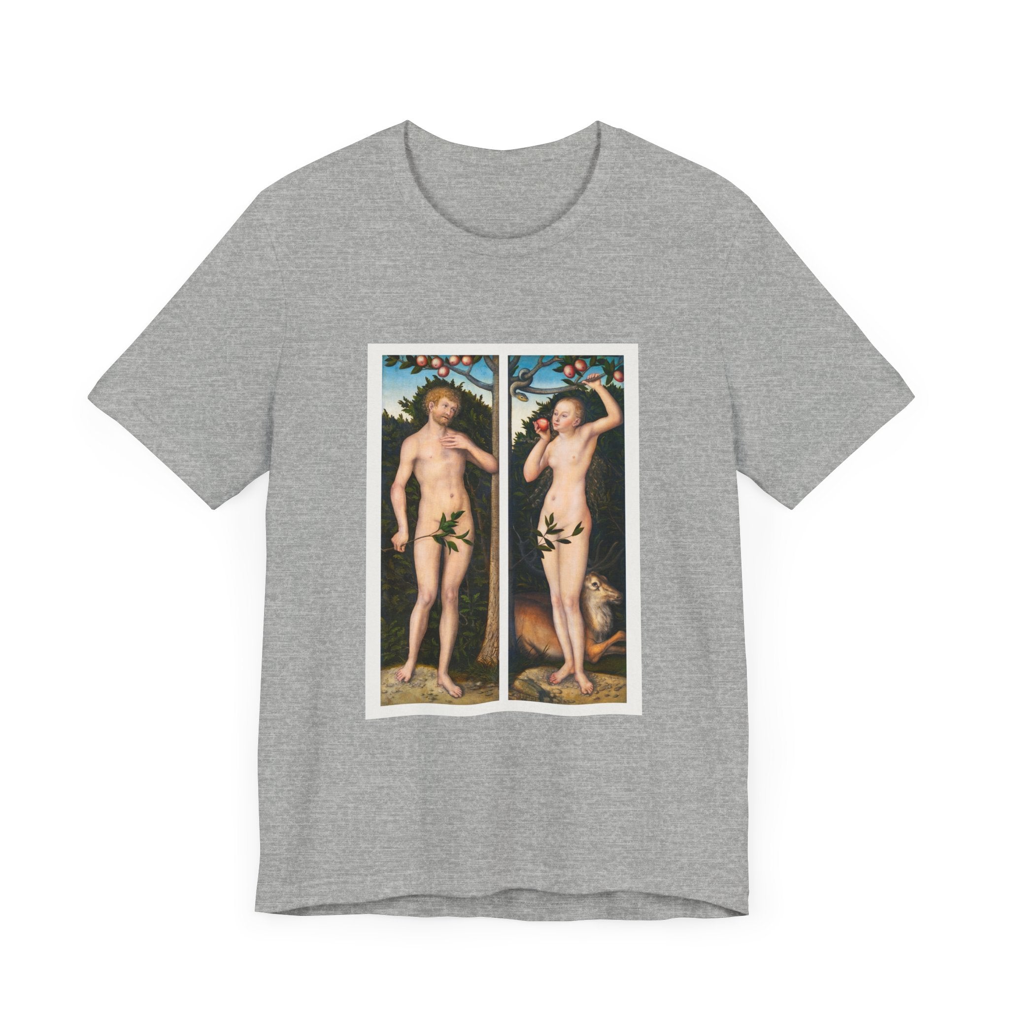 Masters of Art Lucas Cranach's Adam and Eve Unisex Jersey Short Sleeve T-Shirt - POPvault