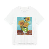 Masters of Art Vincent van Gogh's Vase With Three Sunflowers Unisex Jersey Short Sleeve T-Shirt - POPvault