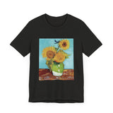 Masters of Art Vincent van Gogh's Vase With Three Sunflowers Unisex Jersey Short Sleeve T-Shirt - POPvault