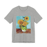 Masters of Art Vincent van Gogh's Vase With Three Sunflowers Unisex Jersey Short Sleeve T-Shirt - POPvault
