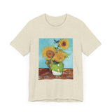 Masters of Art Vincent van Gogh's Vase With Three Sunflowers Unisex Jersey Short Sleeve T-Shirt - POPvault
