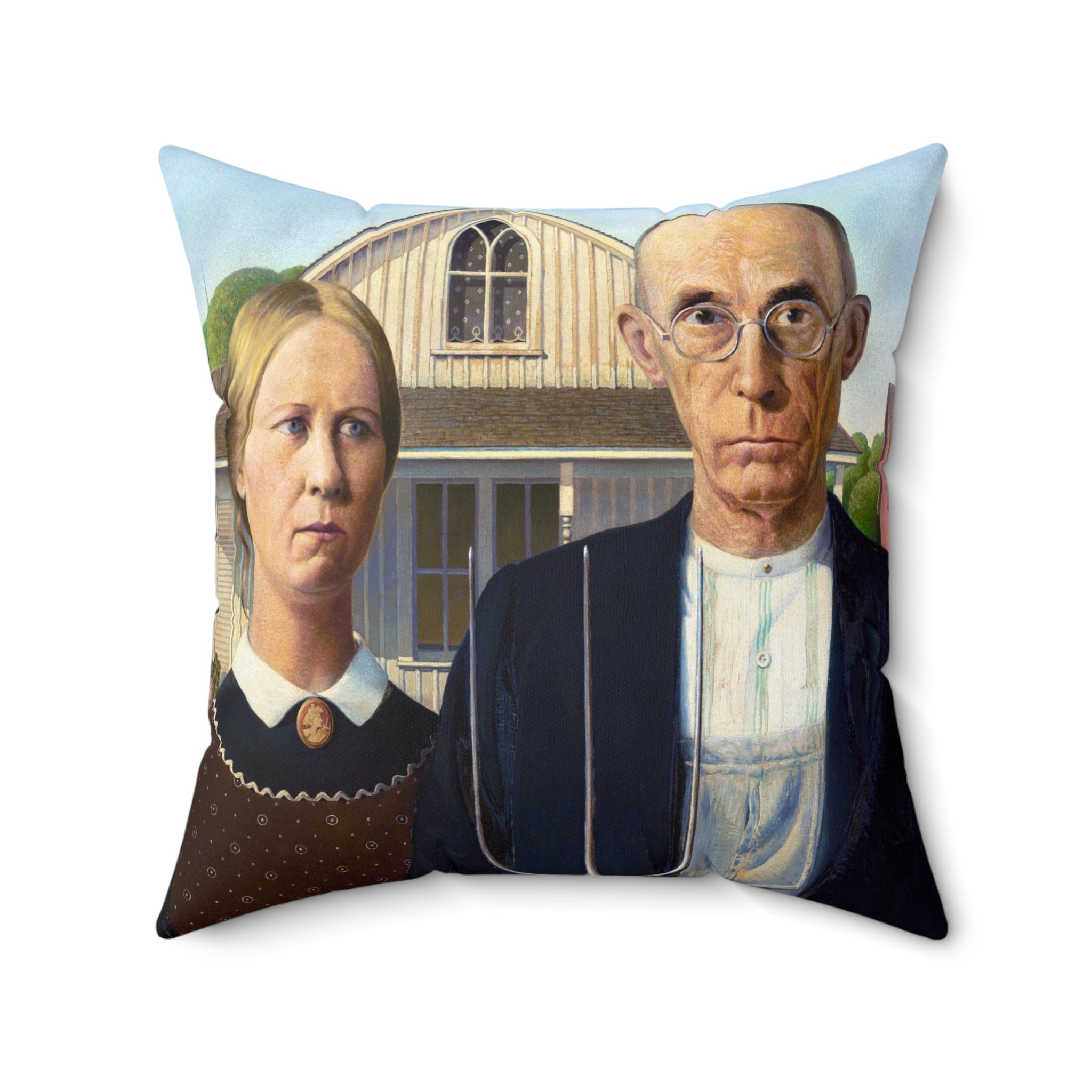 Masters of Art Grant Wood American Gothic Square Indoor Accent Pillow