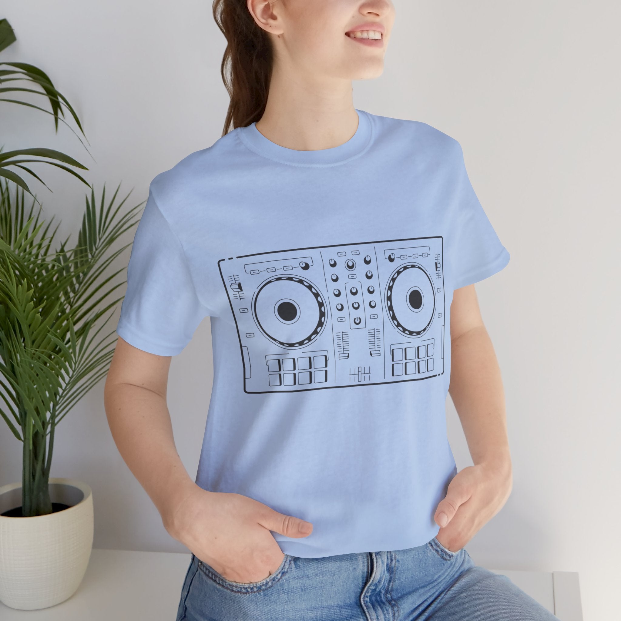 Custom Retro - a - go - go Series DJ Turntables Unisex Jersey Short Sleeve T - Shirt - POPvault