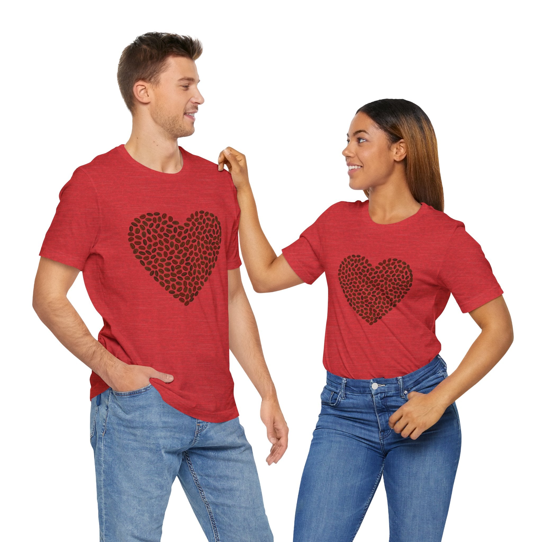 Custom Retro - a - go - go Series Coffee Bean Heart Unisex Jersey Short Sleeve T - Shirt - POPvault