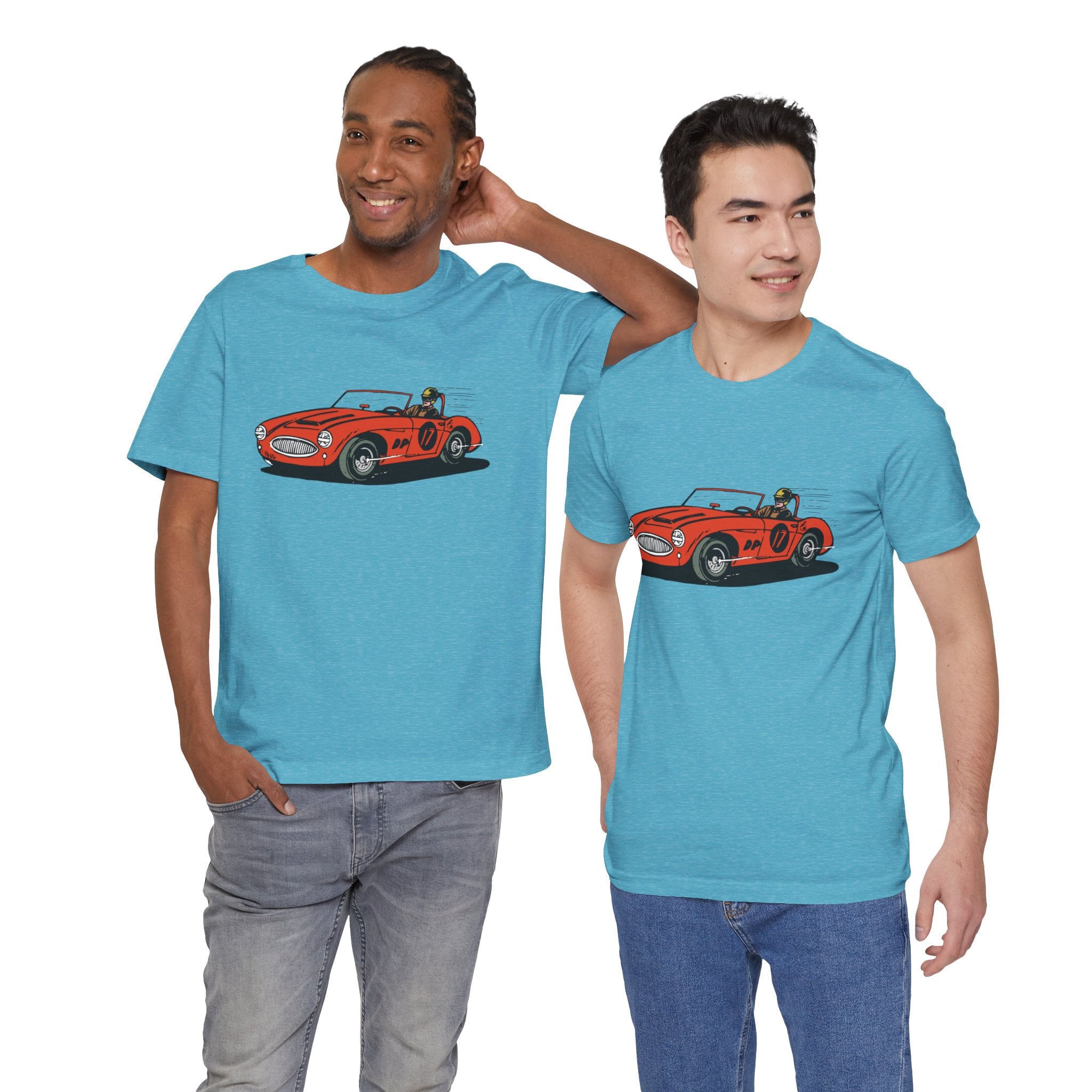 Custom Retro - a - go - go Series Retro Race Car Unisex Jersey Short Sleeve T - Shirt - POPvault