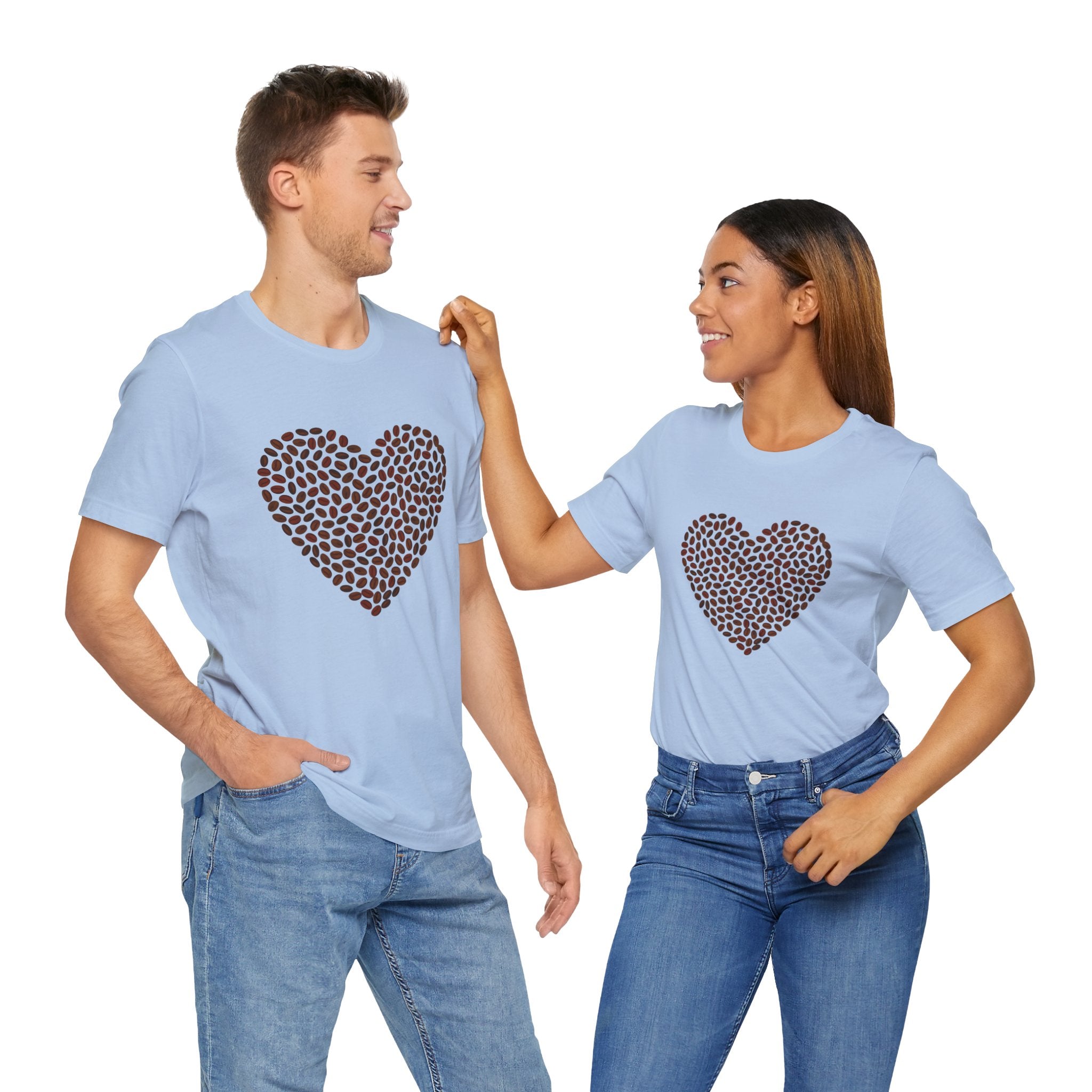 Custom Retro - a - go - go Series Coffee Bean Heart Unisex Jersey Short Sleeve T - Shirt - POPvault