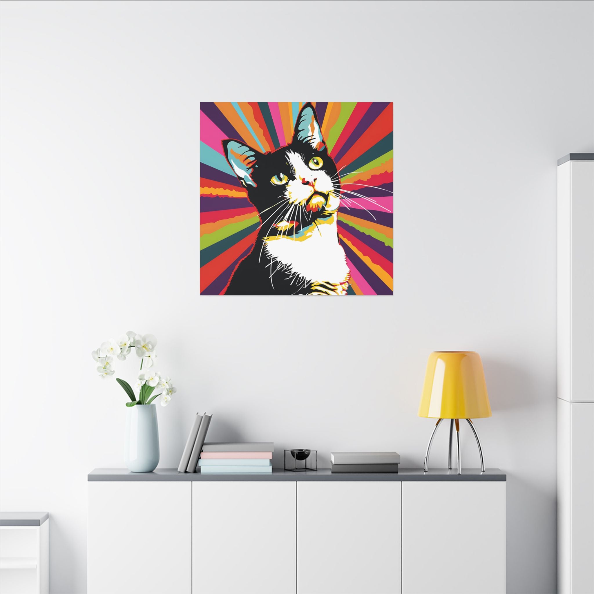 Colorful Pop Art Canvas Print - What's New Pussycat Unique Wall Decor
