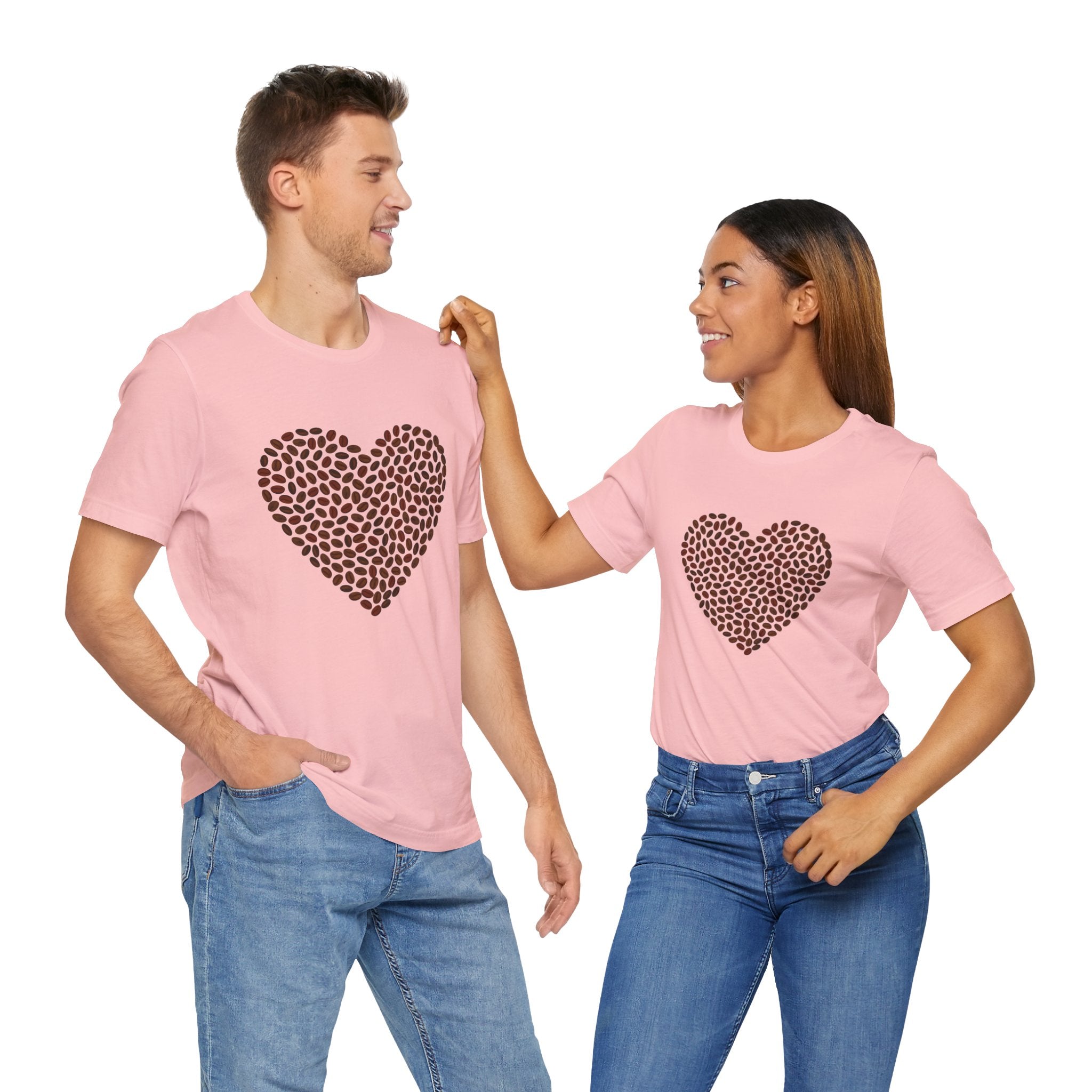 Custom Retro - a - go - go Series Coffee Bean Heart Unisex Jersey Short Sleeve T - Shirt - POPvault