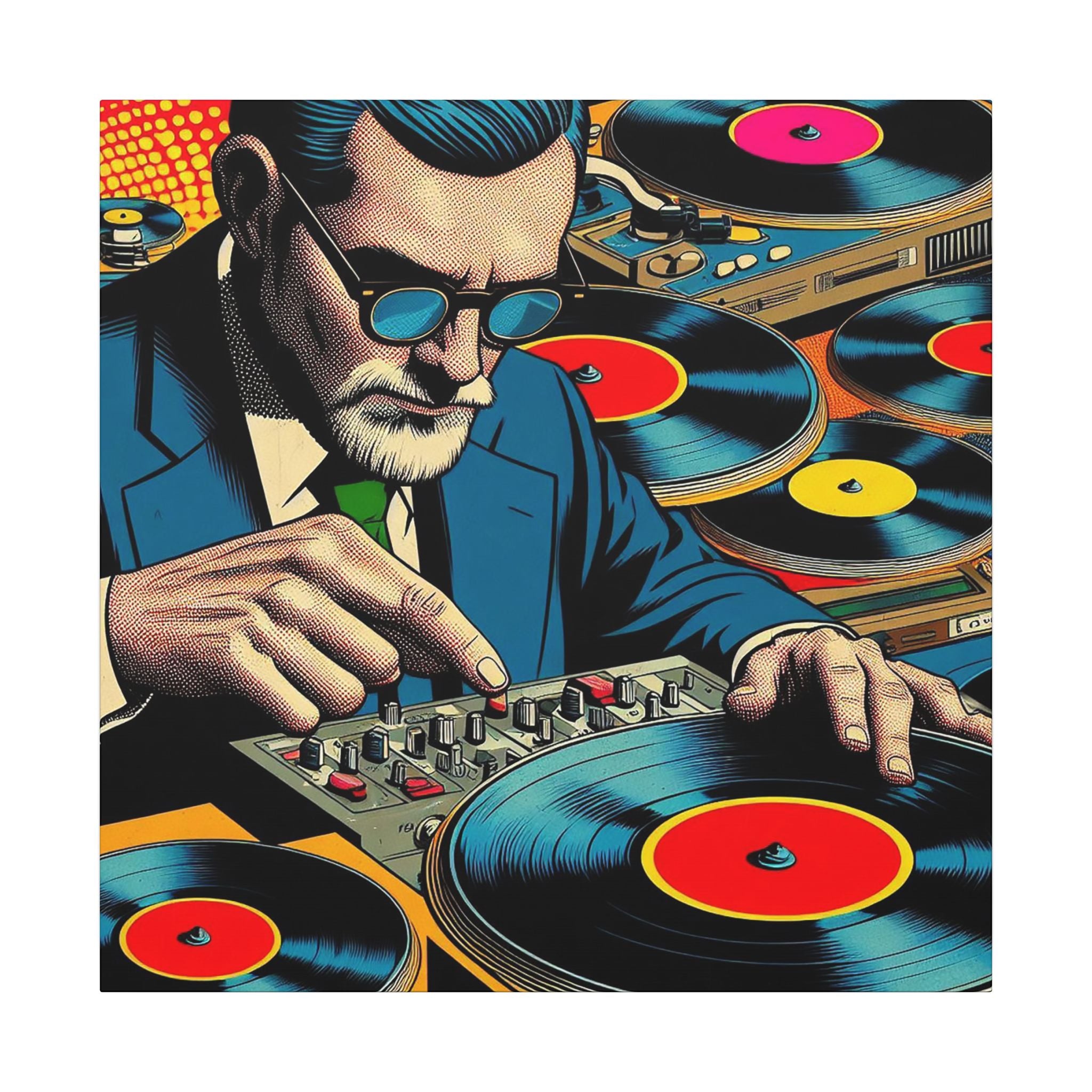 Colorful Pop Art Canvas Print - Sigmund Spinning Unique Wall Decor