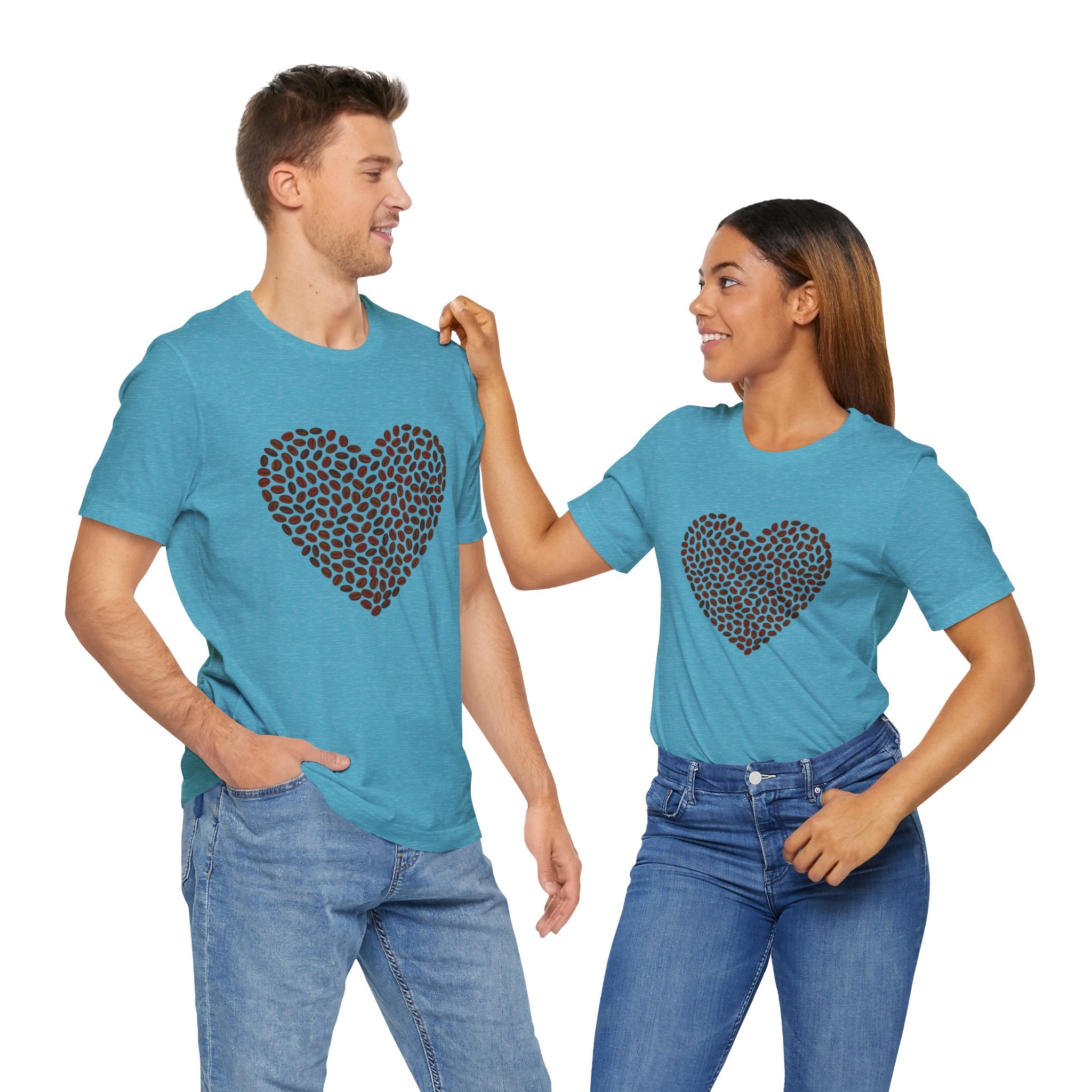 Custom Retro - a - go - go Series Coffee Bean Heart Unisex Jersey Short Sleeve T - Shirt - POPvault