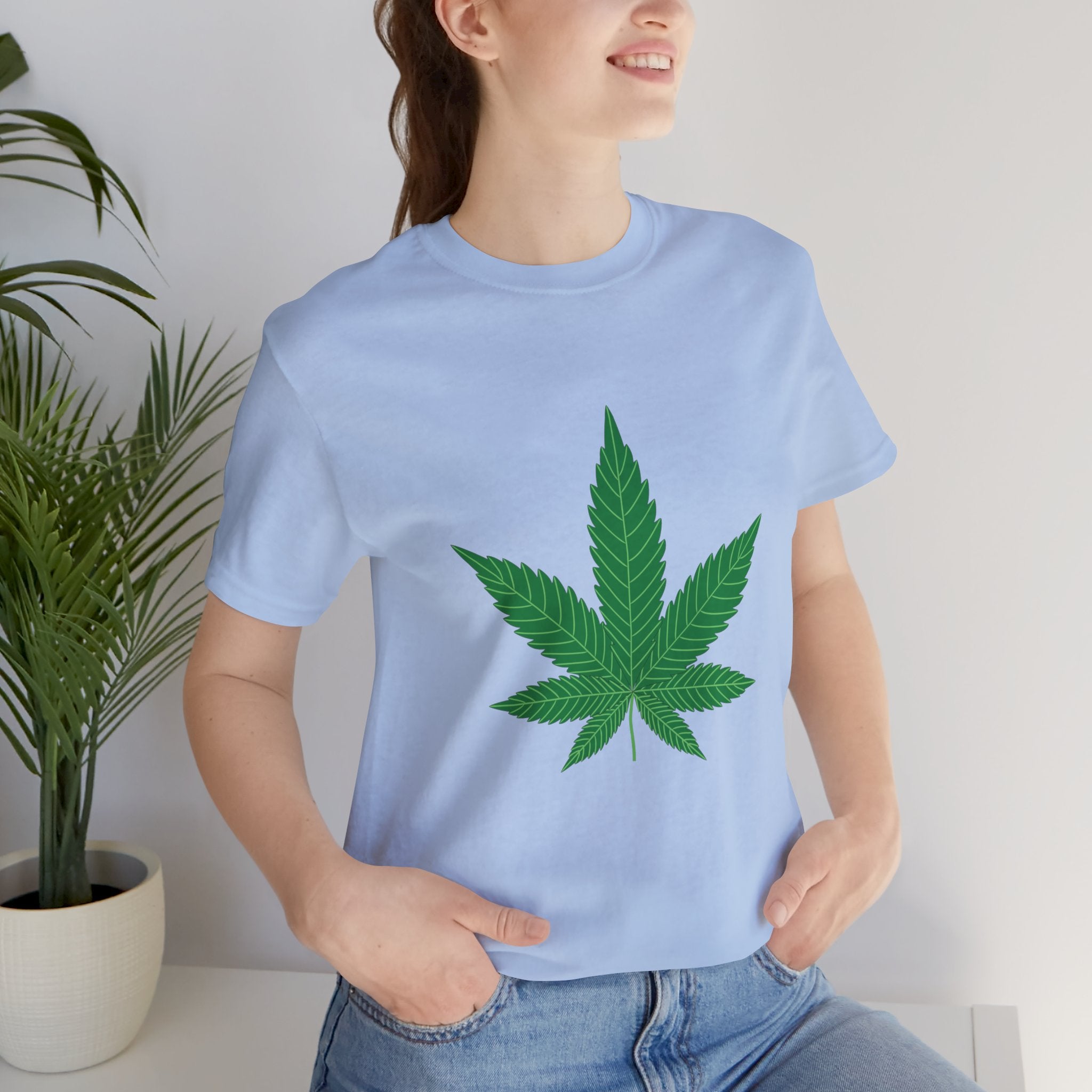 Custom Retro - a - go - go Series Herb Leaf Unisex Jersey Short Sleeve T - Shirt - POPvault