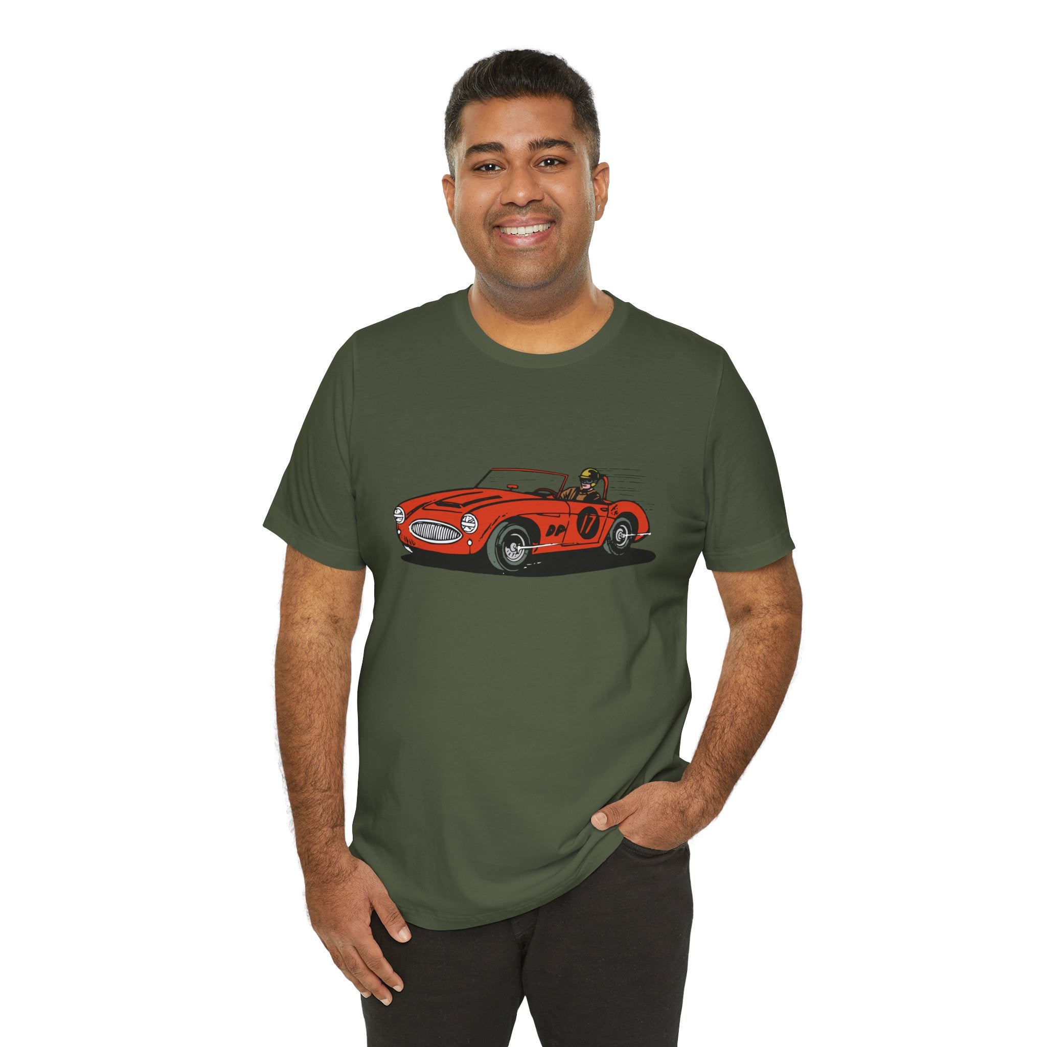 Custom Retro - a - go - go Series Retro Race Car Unisex Jersey Short Sleeve T - Shirt - POPvault