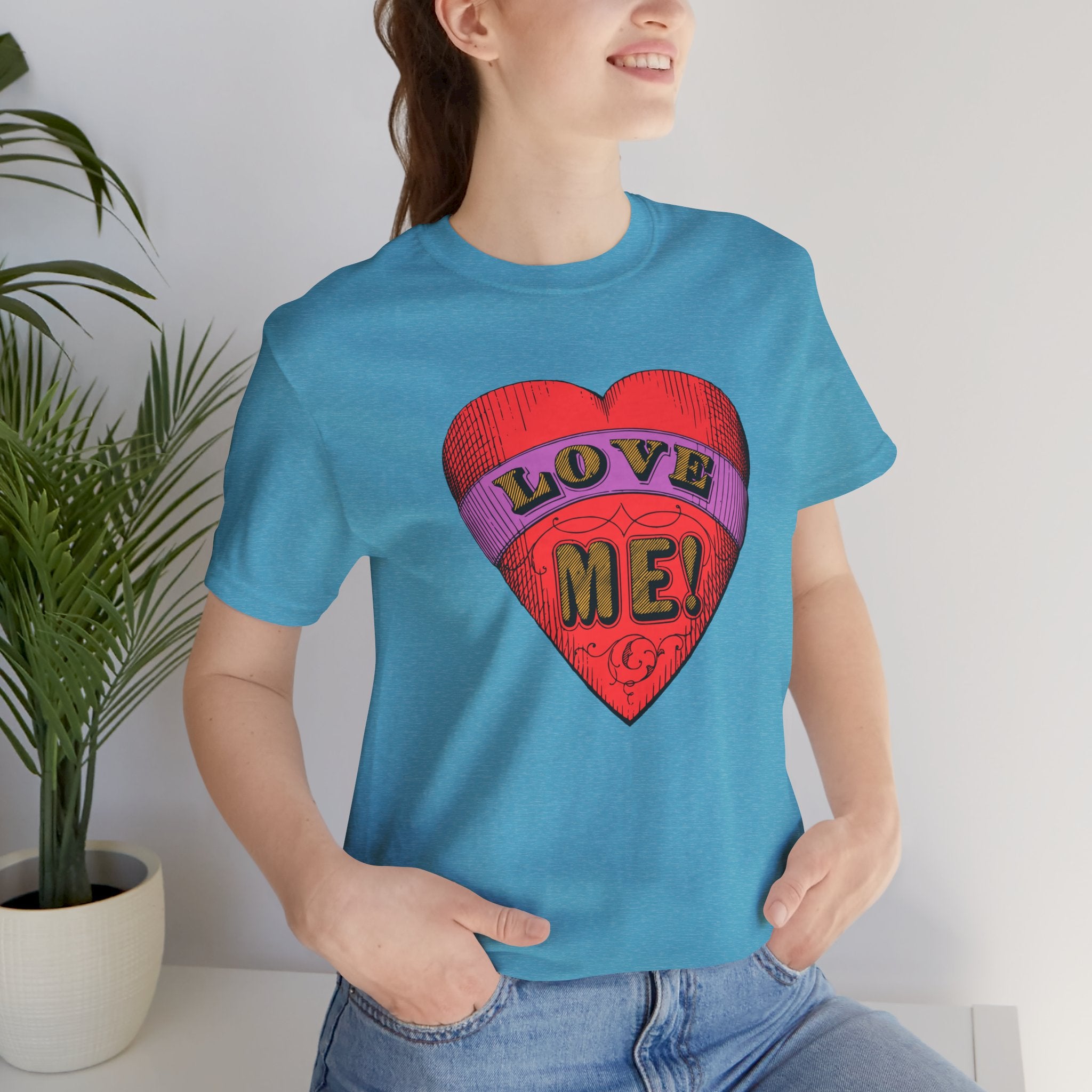 Custom Retro - a - go - go Series Love Me Color Unisex Jersey Short Sleeve T - Shirt - POPvault