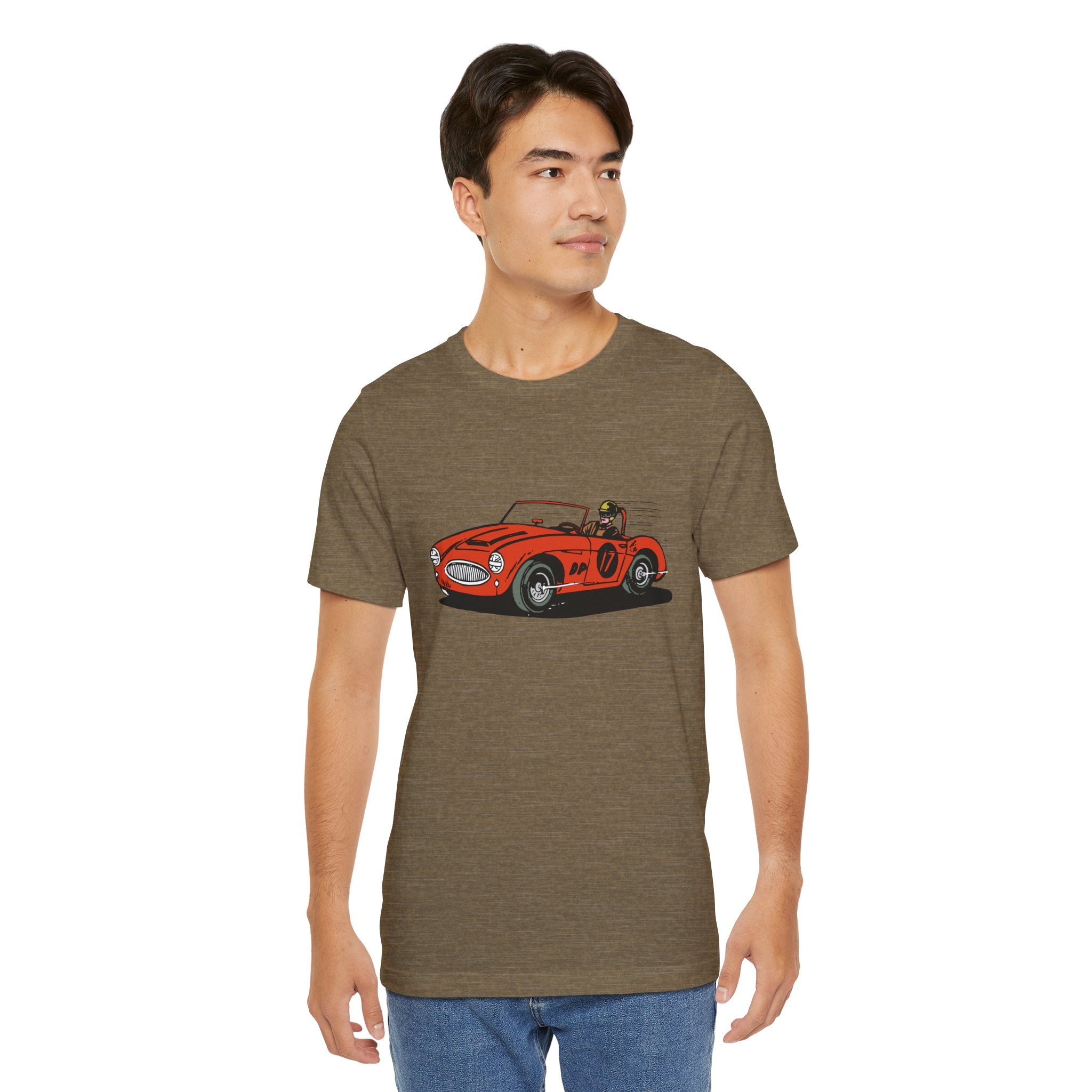 Custom Retro - a - go - go Series Retro Race Car Unisex Jersey Short Sleeve T - Shirt - POPvault