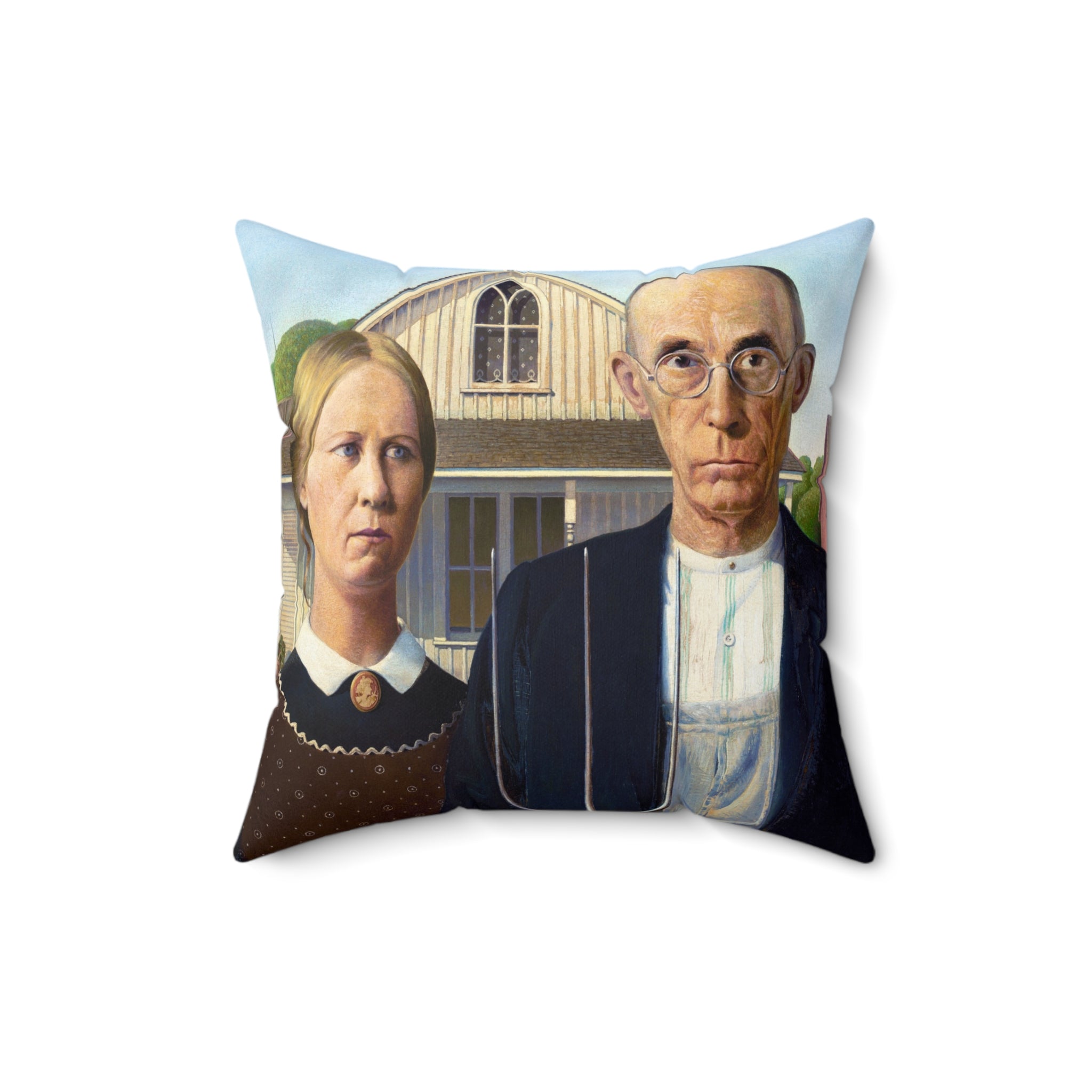 Masters of Art Grant Wood American Gothic Square Indoor Accent Pillow