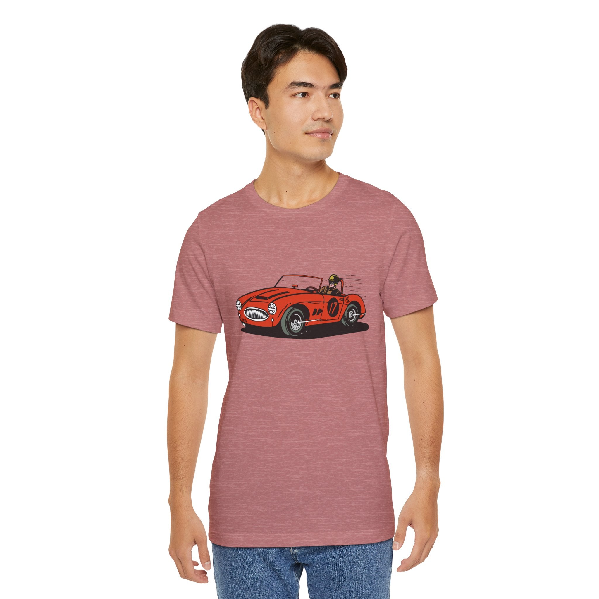 Custom Retro - a - go - go Series Retro Race Car Unisex Jersey Short Sleeve T - Shirt - POPvault