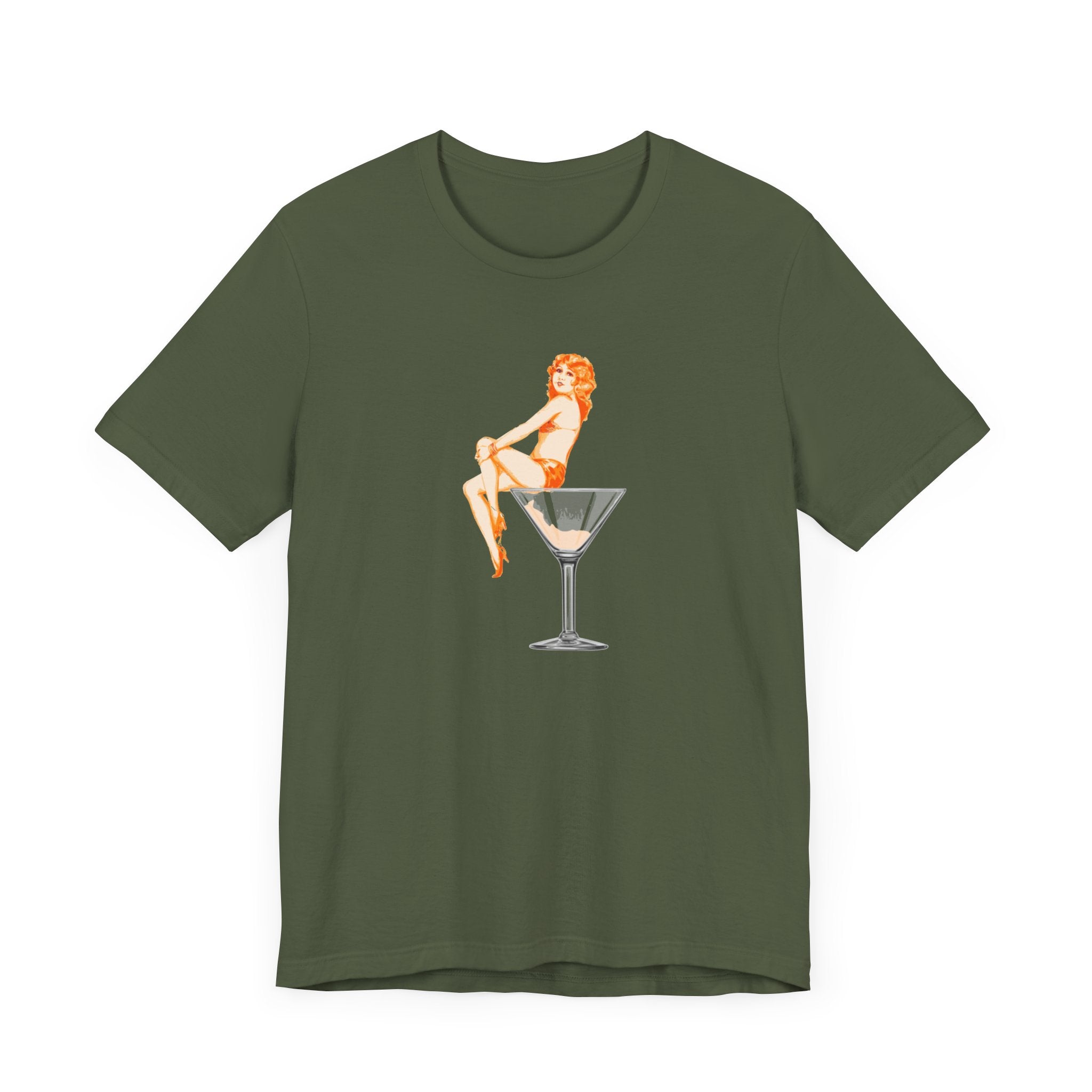 Custom Retro - a - go - go Series Martini Girl Unisex Jersey Short Sleeve T - Shirt - POPvault