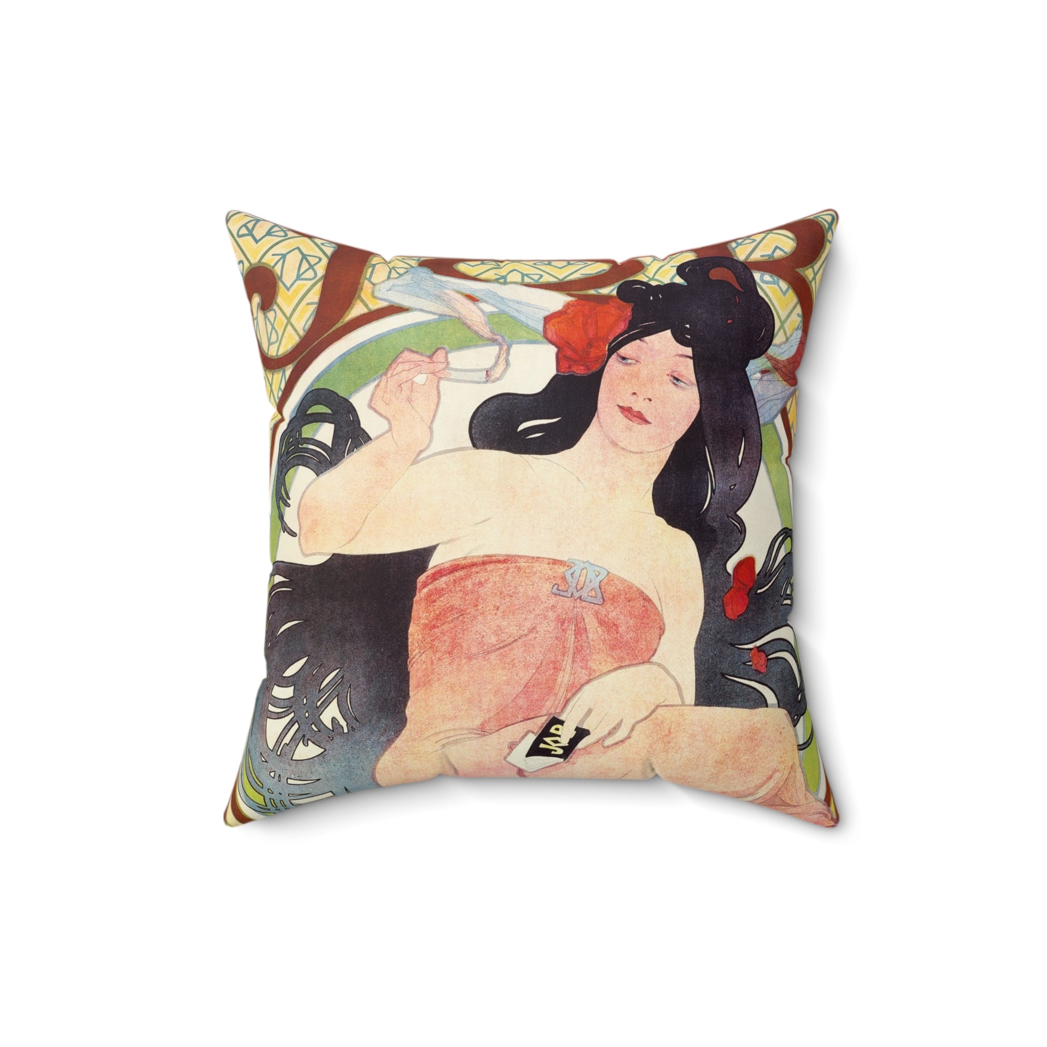 Masters of Art Alphonse Mucha Job Square Indoor Accent Pillow