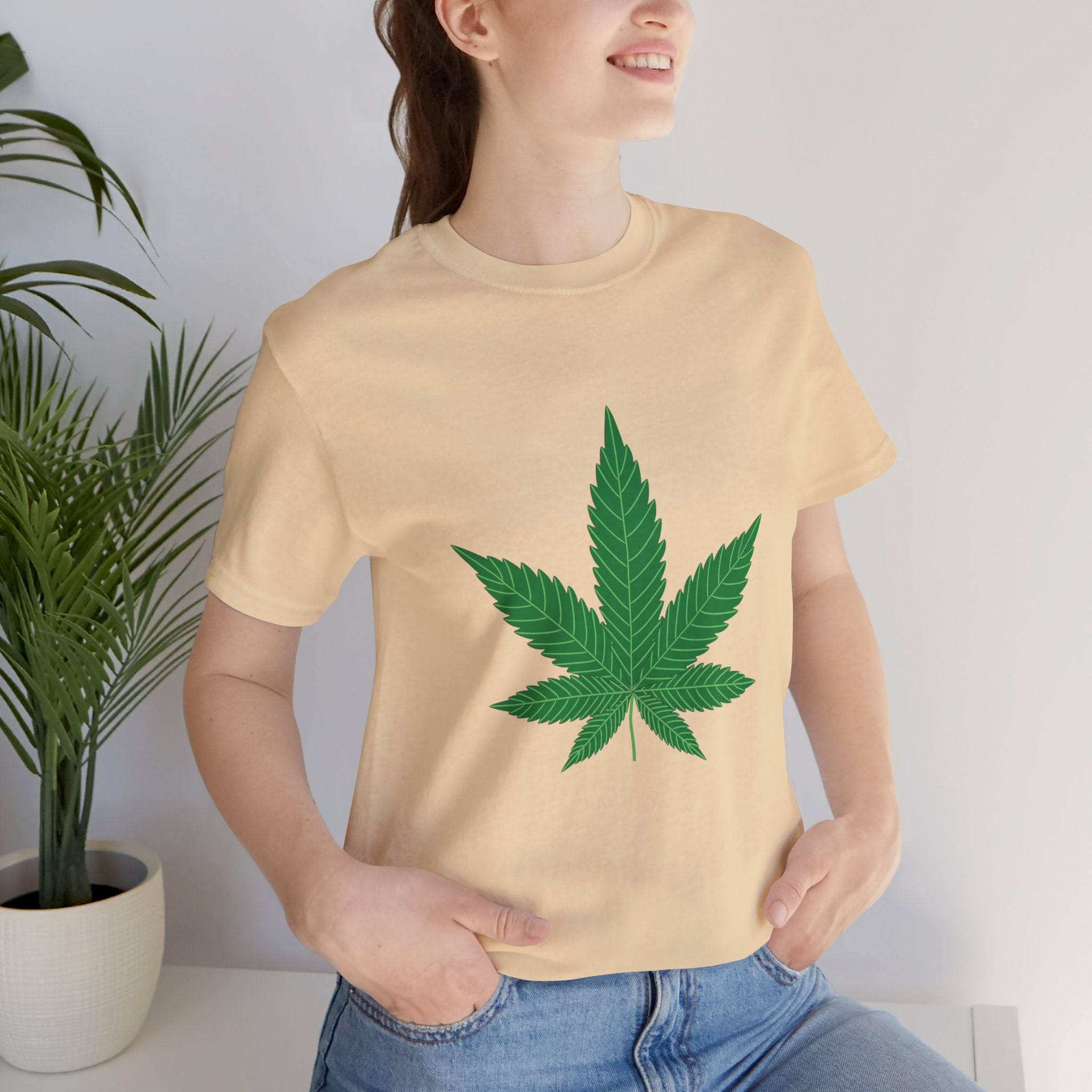 Custom Retro - a - go - go Series Herb Leaf Unisex Jersey Short Sleeve T - Shirt - POPvault