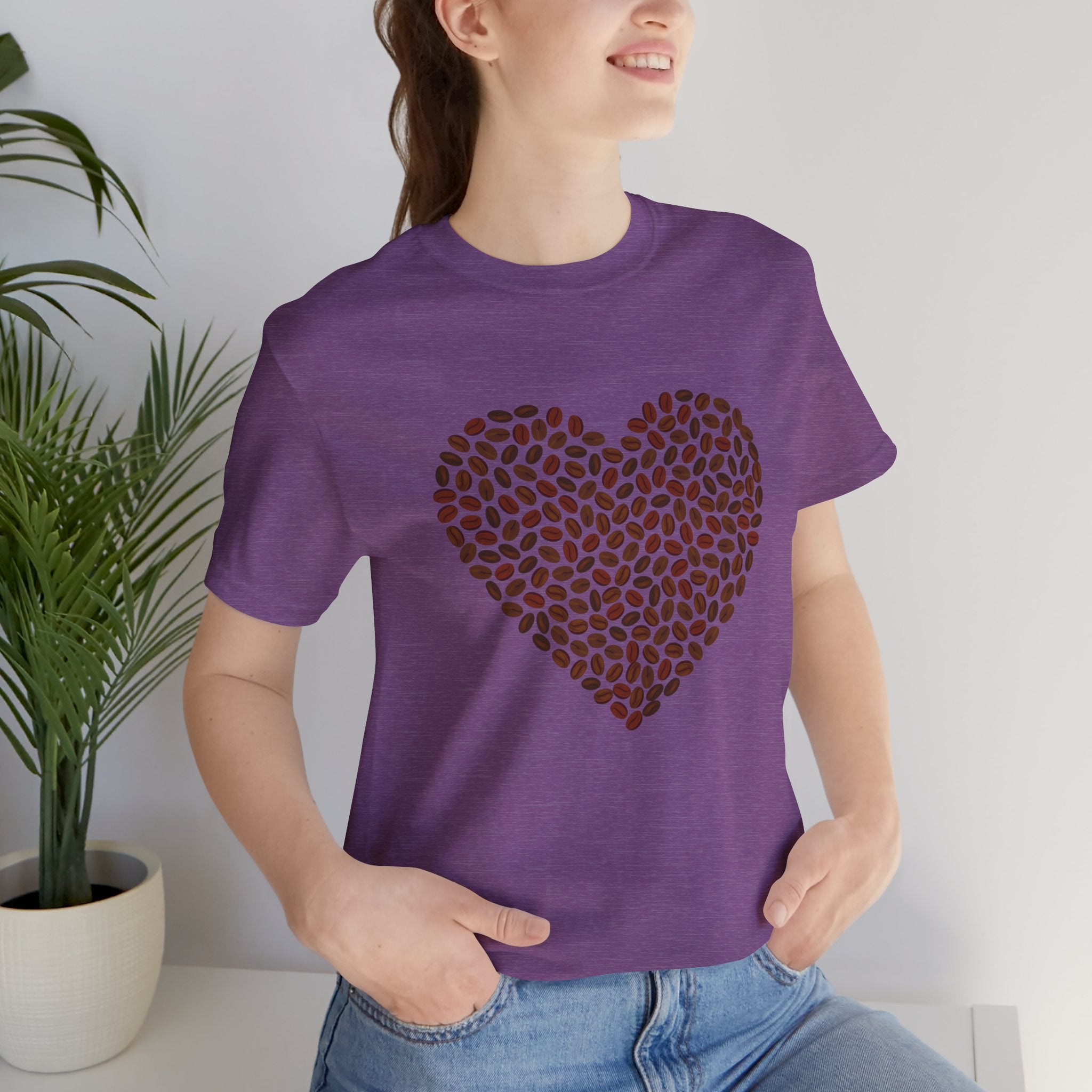 Custom Retro - a - go - go Series Coffee Bean Heart Unisex Jersey Short Sleeve T - Shirt - POPvault