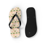Mid-Century Retro Tropical Palms And Flamingos Flip-Flops