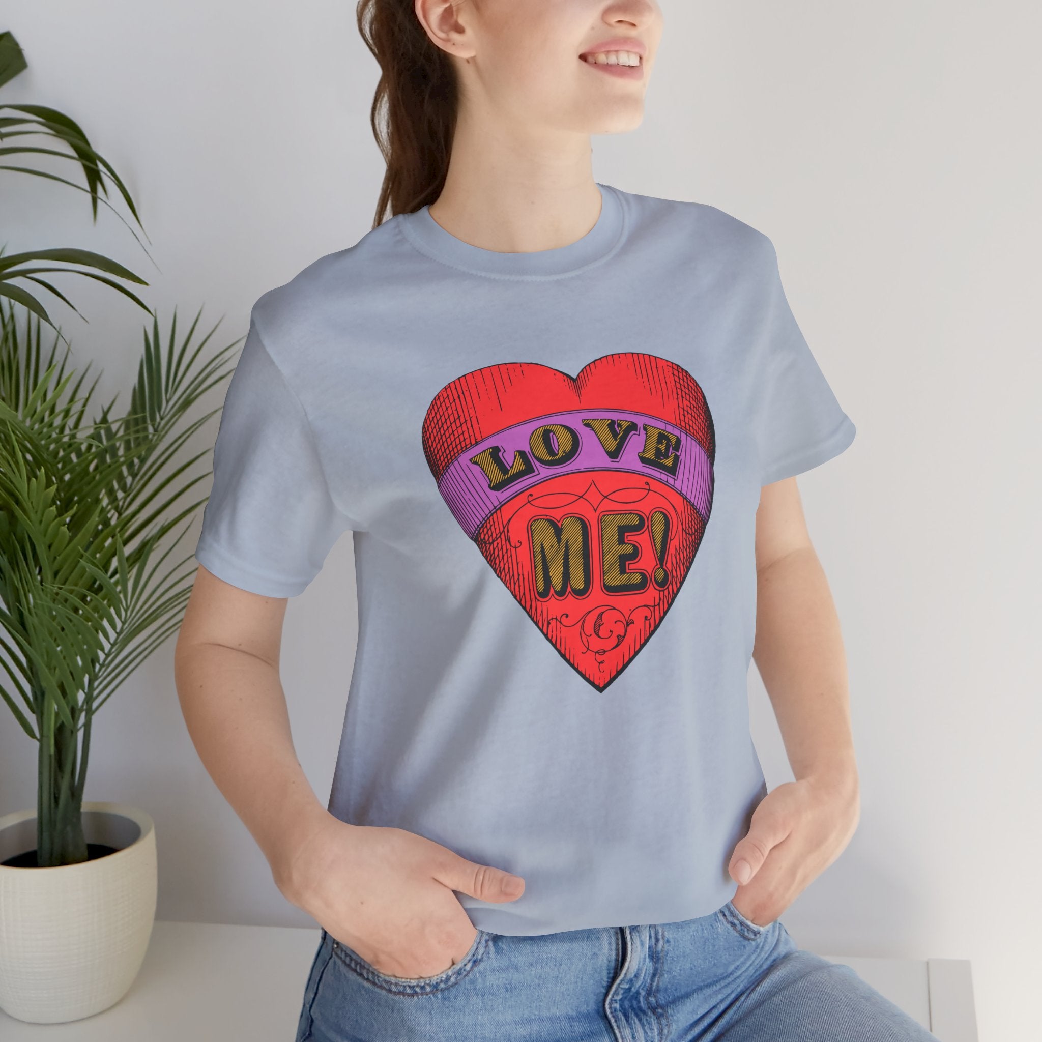 Custom Retro - a - go - go Series Love Me Color Unisex Jersey Short Sleeve T - Shirt - POPvault