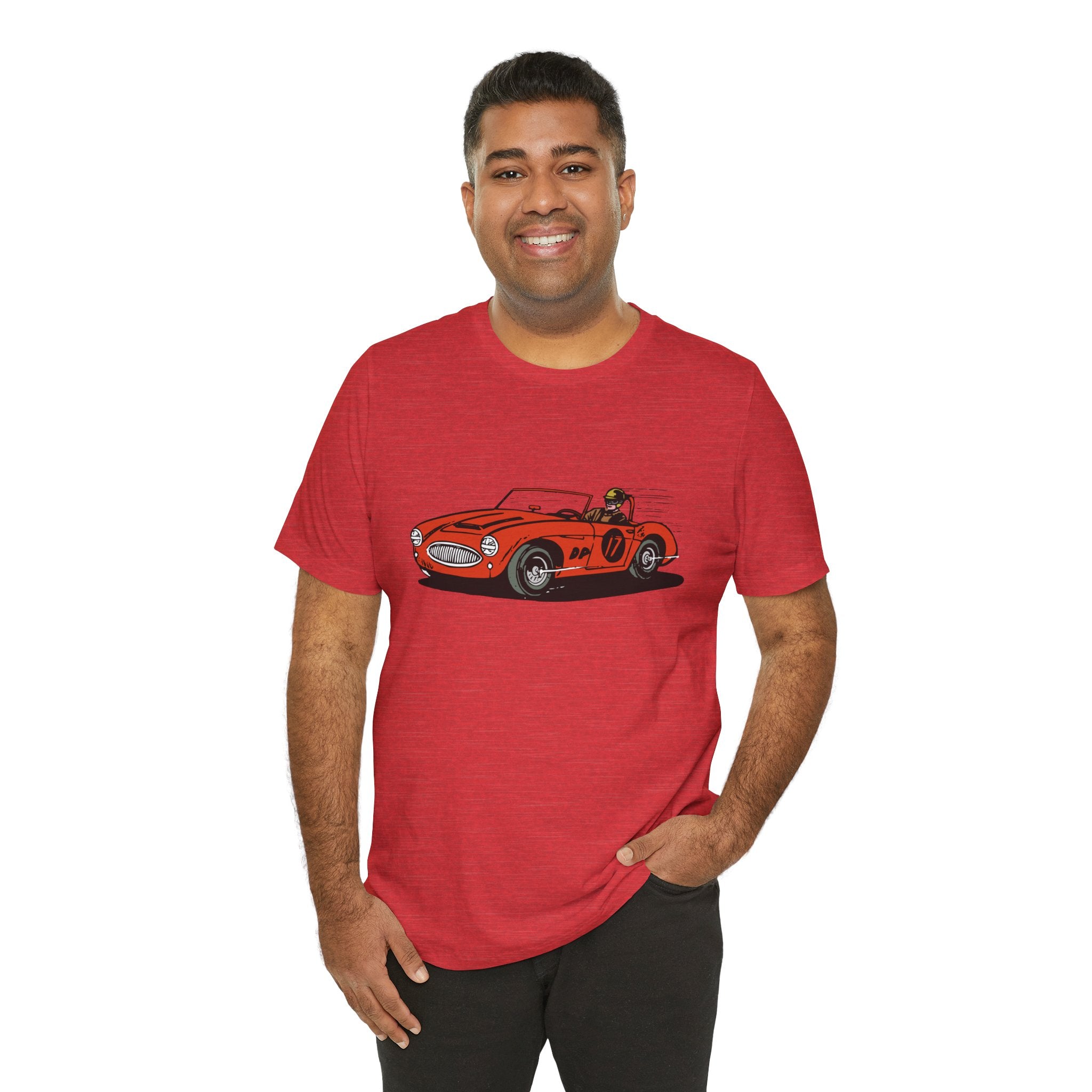 Custom Retro - a - go - go Series Retro Race Car Unisex Jersey Short Sleeve T - Shirt - POPvault