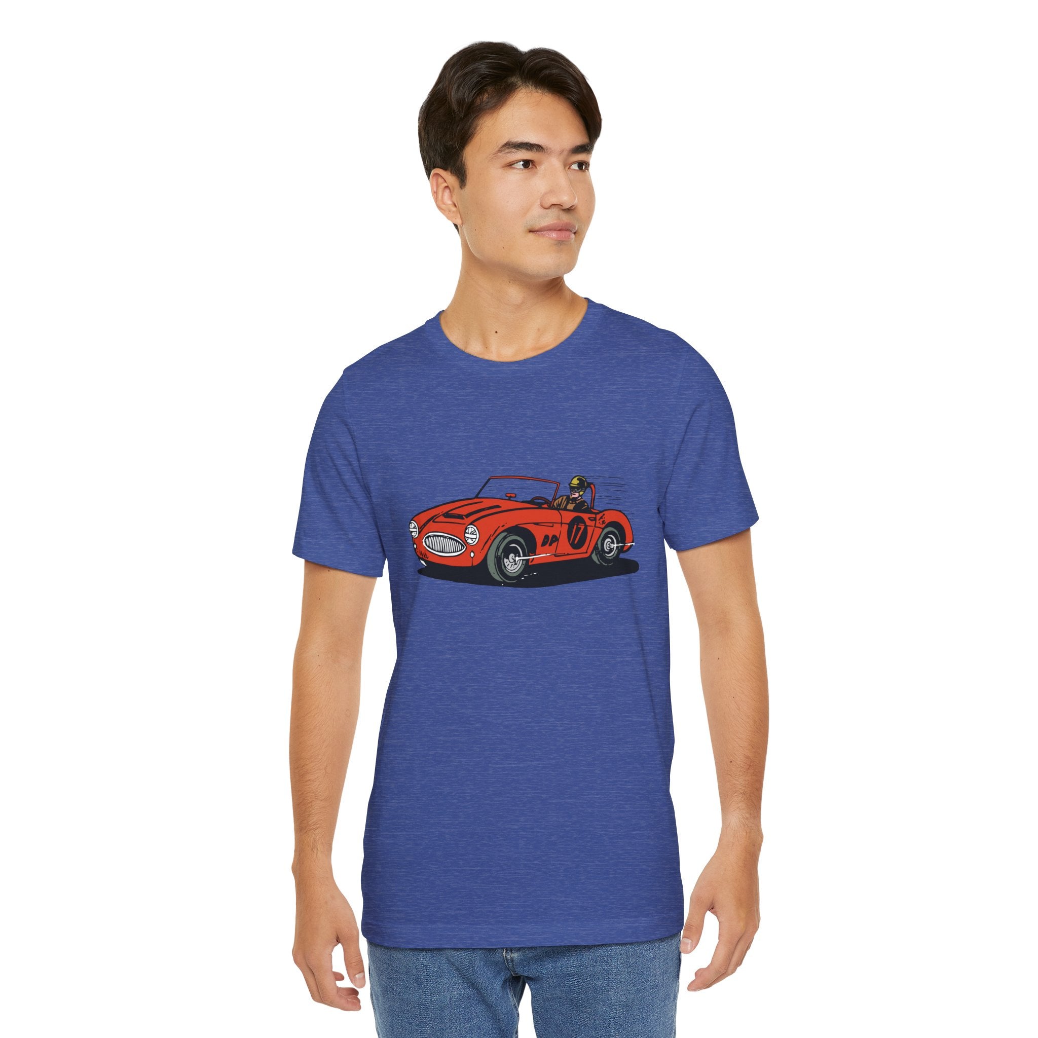 Custom Retro - a - go - go Series Retro Race Car Unisex Jersey Short Sleeve T - Shirt - POPvault