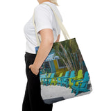 Custom Beach Life Vistas Beach Chairs Tote Bag - POPvault