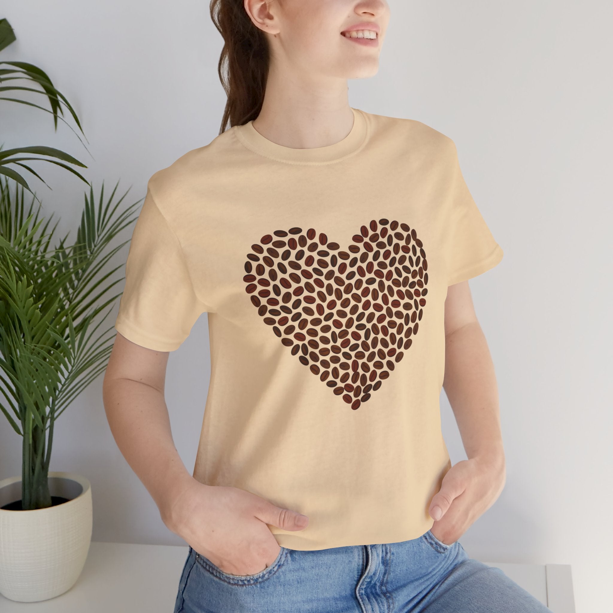 Custom Retro - a - go - go Series Coffee Bean Heart Unisex Jersey Short Sleeve T - Shirt - POPvault