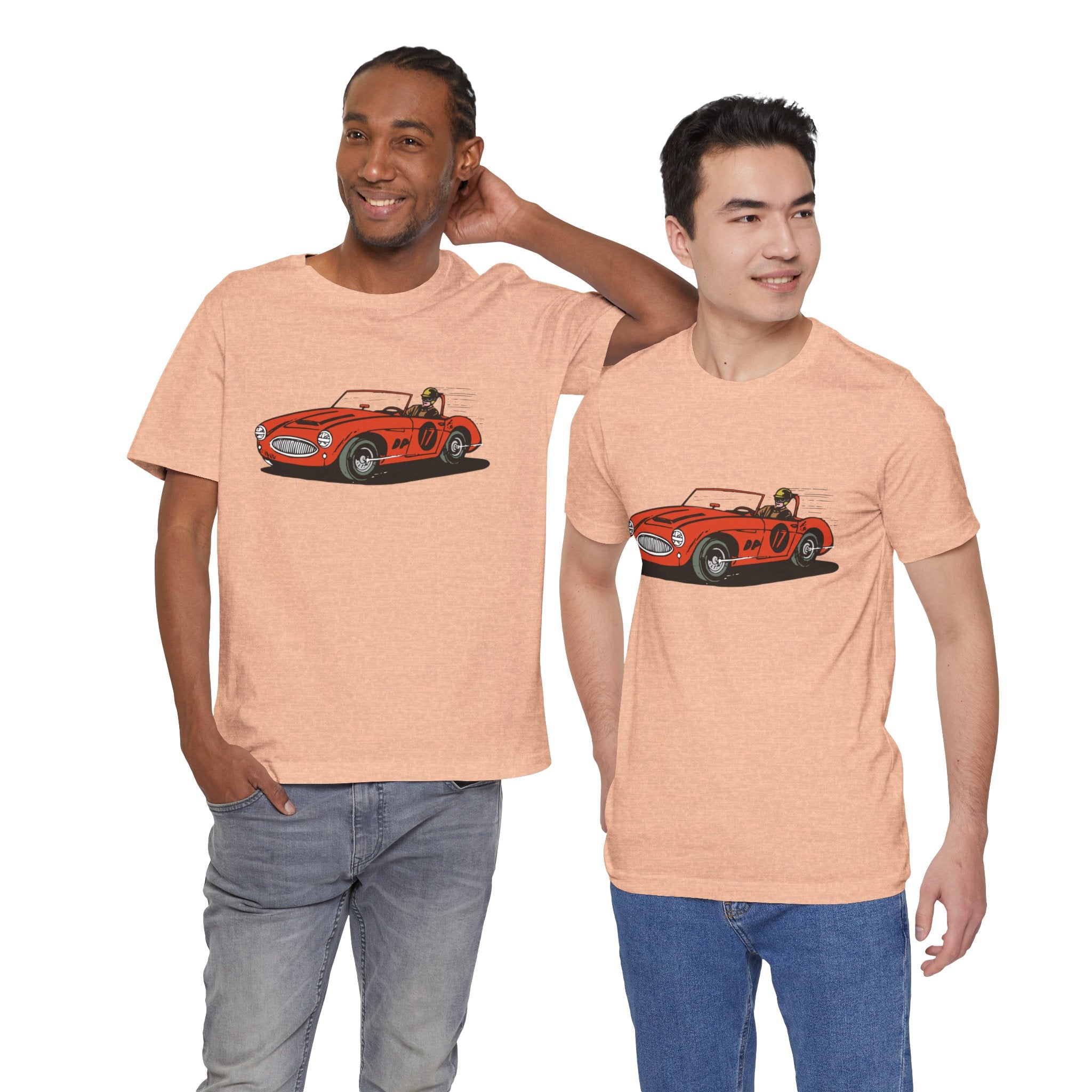 Custom Retro - a - go - go Series Retro Race Car Unisex Jersey Short Sleeve T - Shirt - POPvault