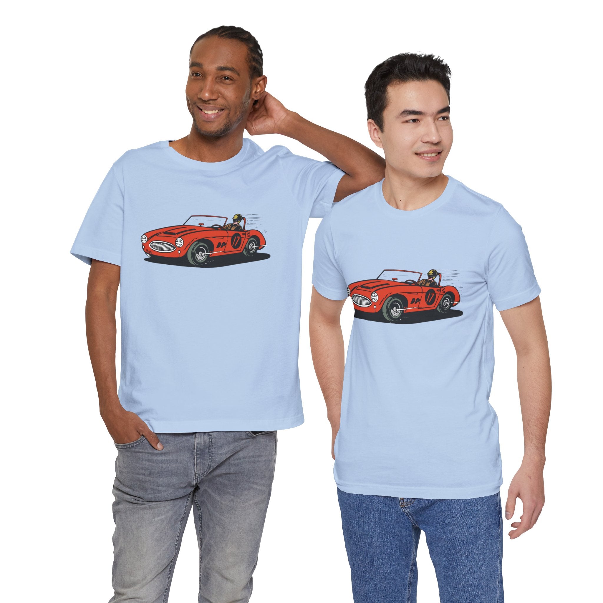 Custom Retro - a - go - go Series Retro Race Car Unisex Jersey Short Sleeve T - Shirt - POPvault