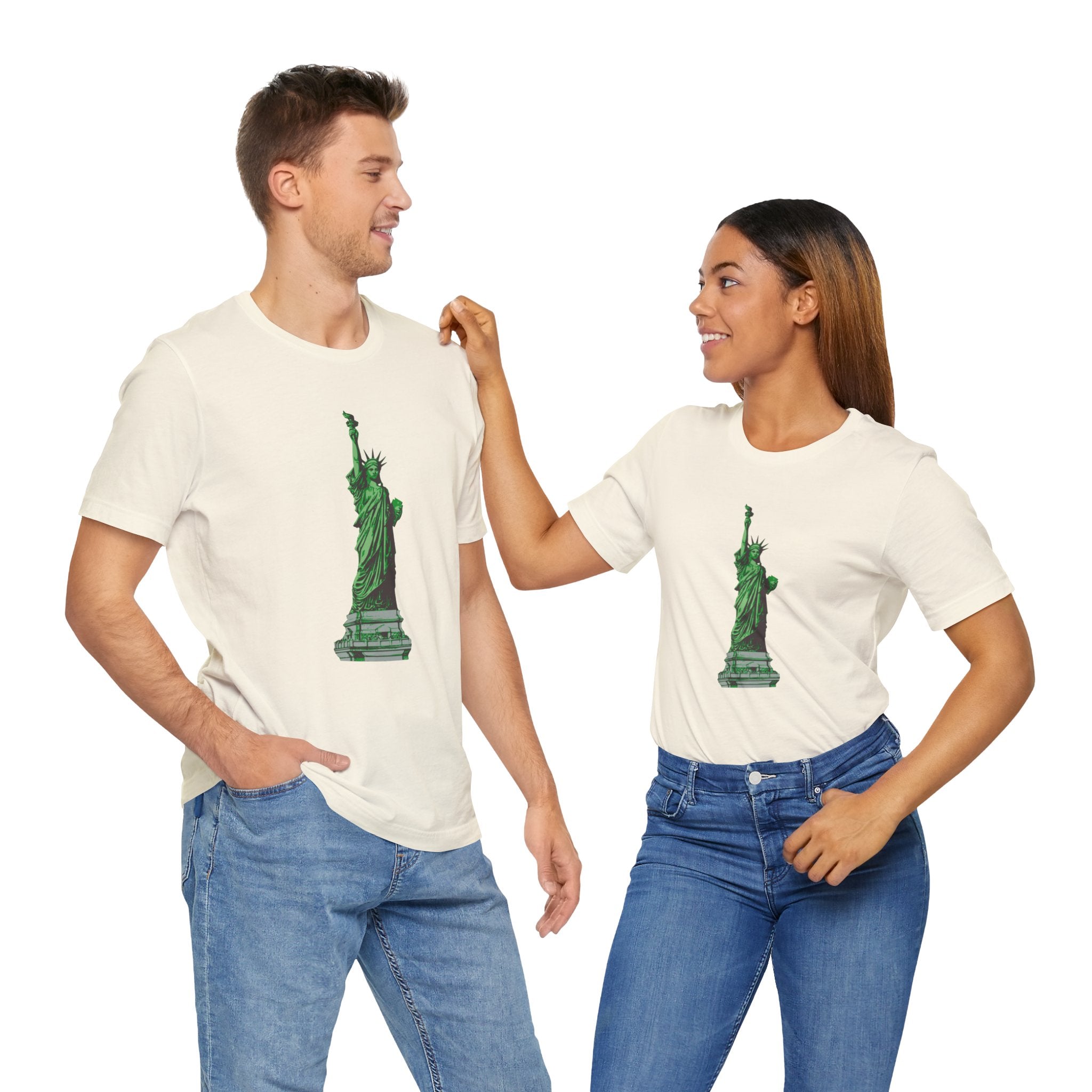 Custom Retro - a - go - go Series Statue of Liberty Unisex Jersey Short Sleeve T - Shirt - POPvault