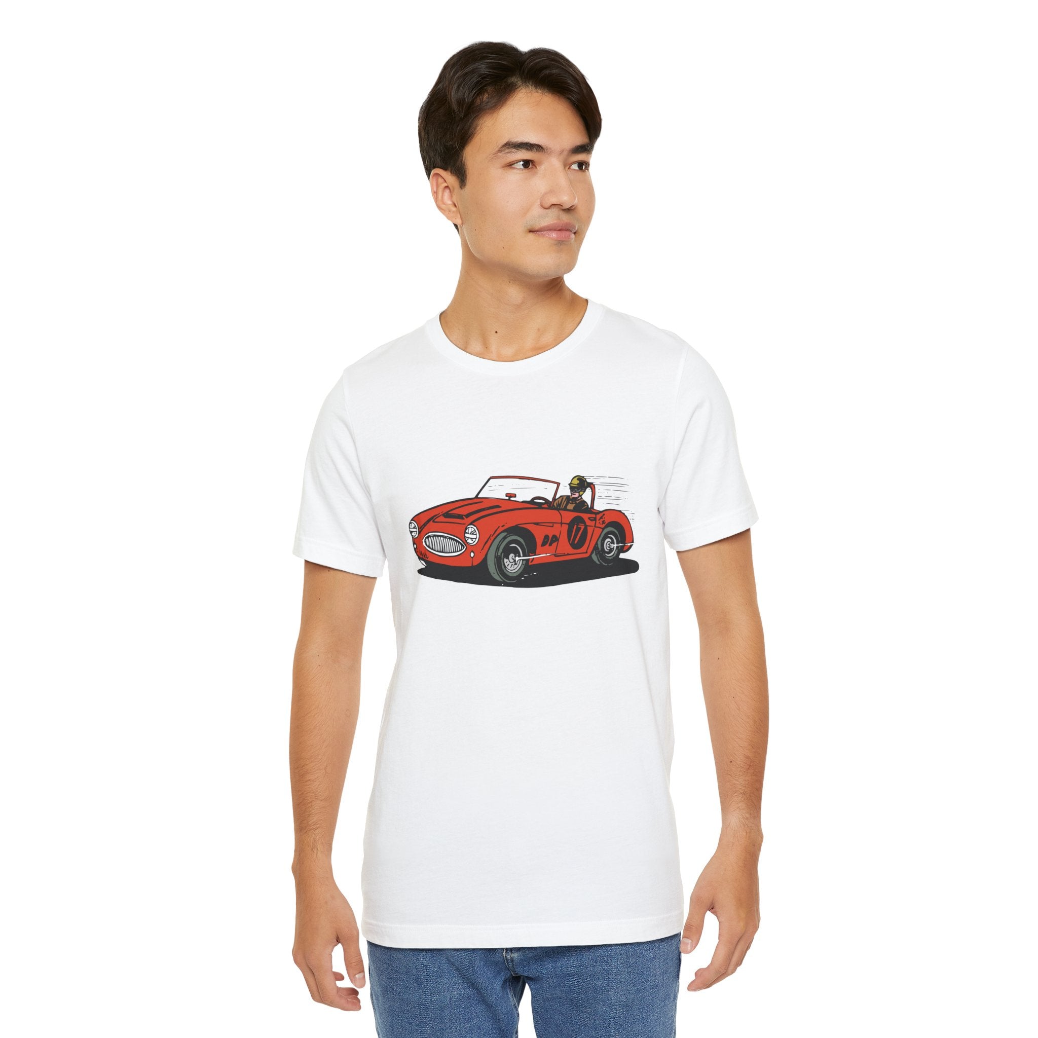 Custom Retro - a - go - go Series Retro Race Car Unisex Jersey Short Sleeve T - Shirt - POPvault