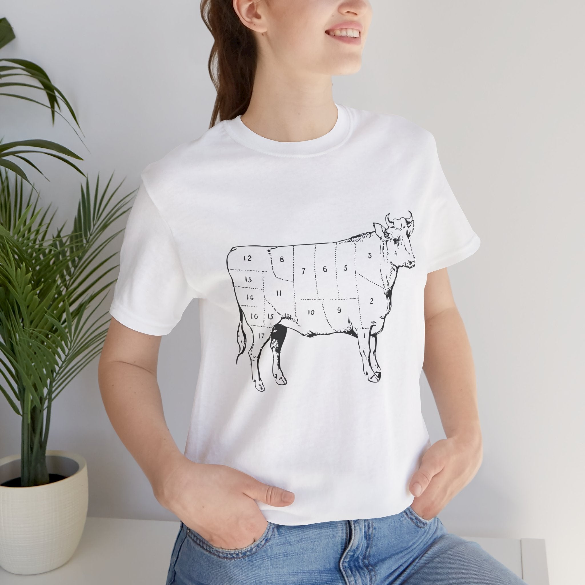 Custom Retro-a-go-go Series Cow Parts Unisex Jersey Short Sleeve T-Shirt - POPvault - 11744179210426021903