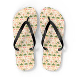 Mid-Century Retro Tropical Palms And Flamingos Flip-Flops