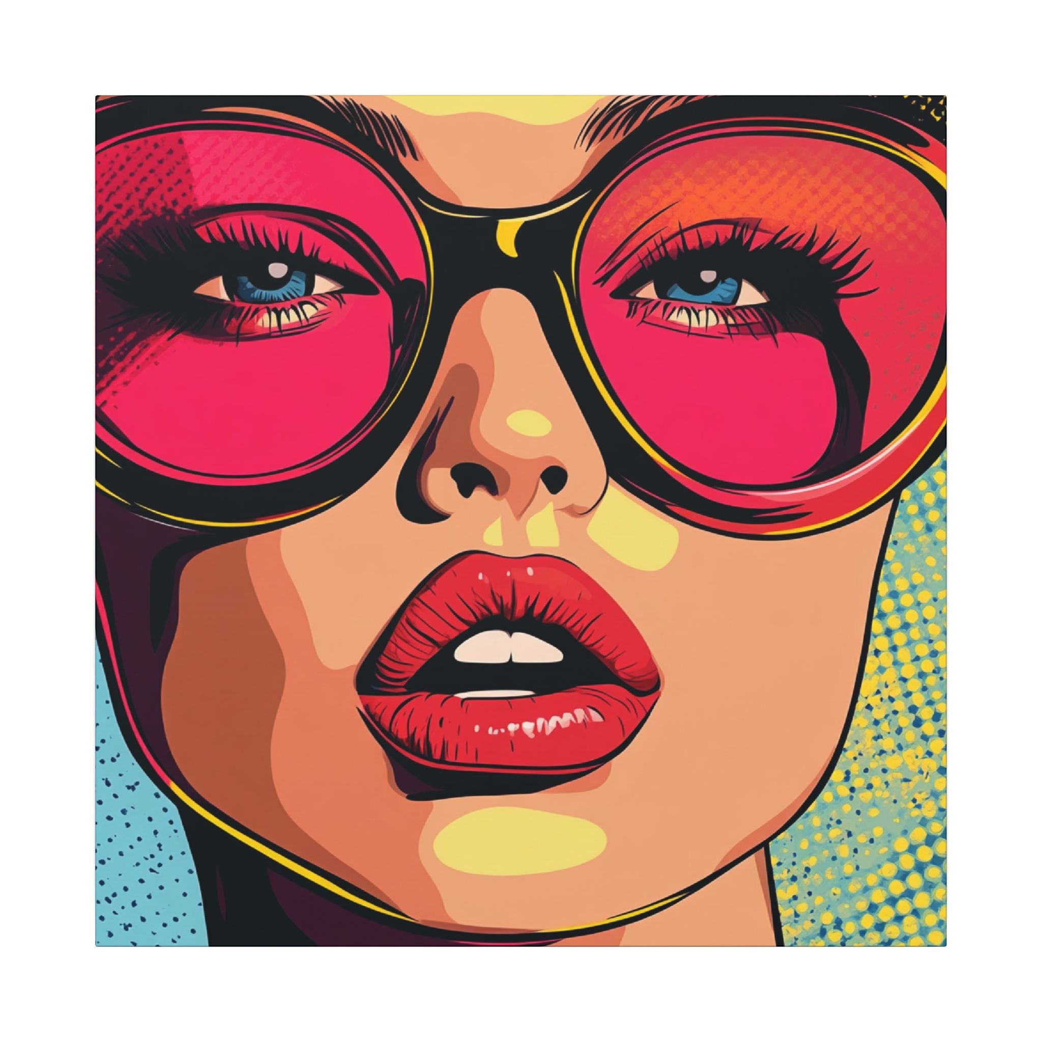Colorful Pop Art Canvas Print - Woman In Sunglasses Unique Wall Decor