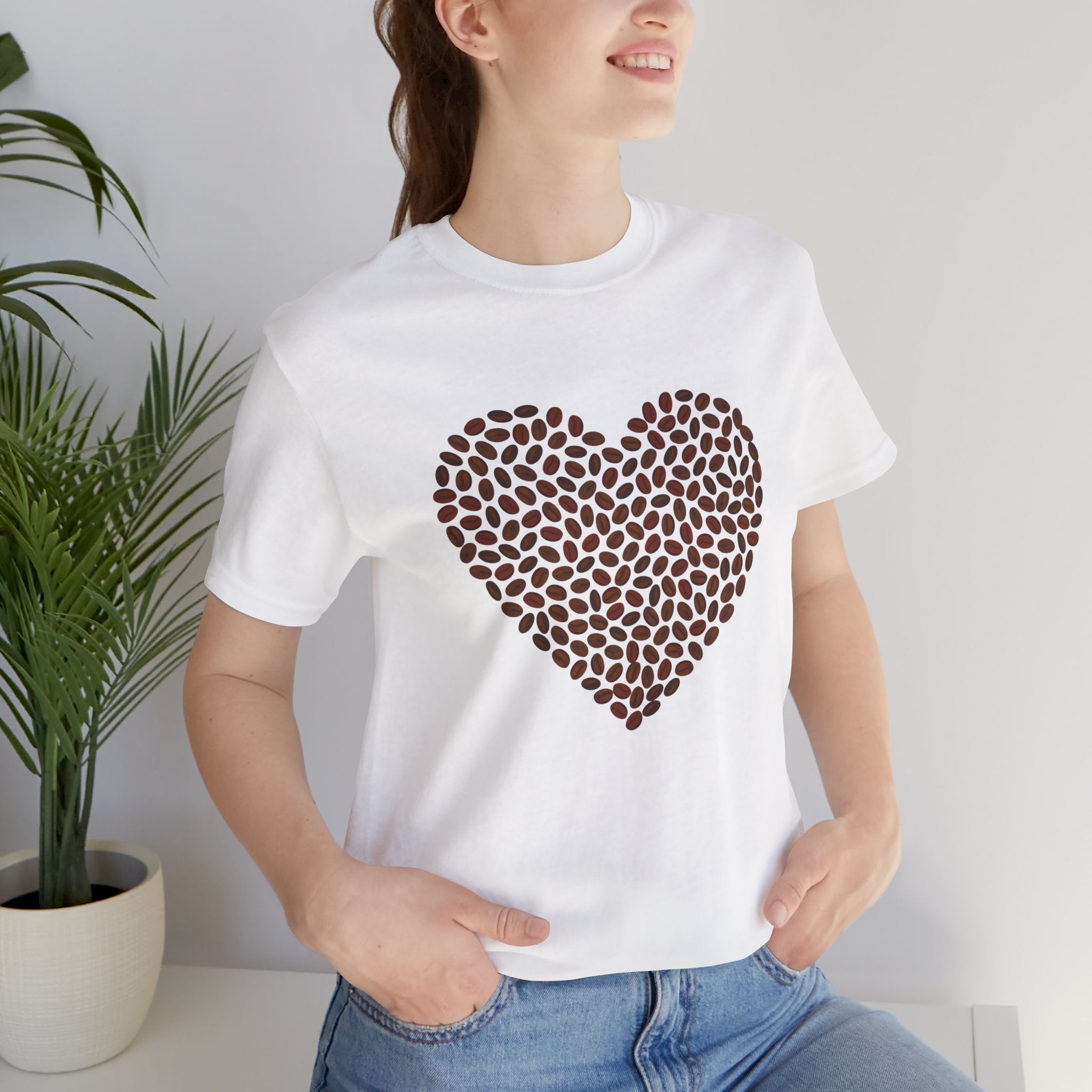 Custom Retro - a - go - go Series Coffee Bean Heart Unisex Jersey Short Sleeve T - Shirt - POPvault